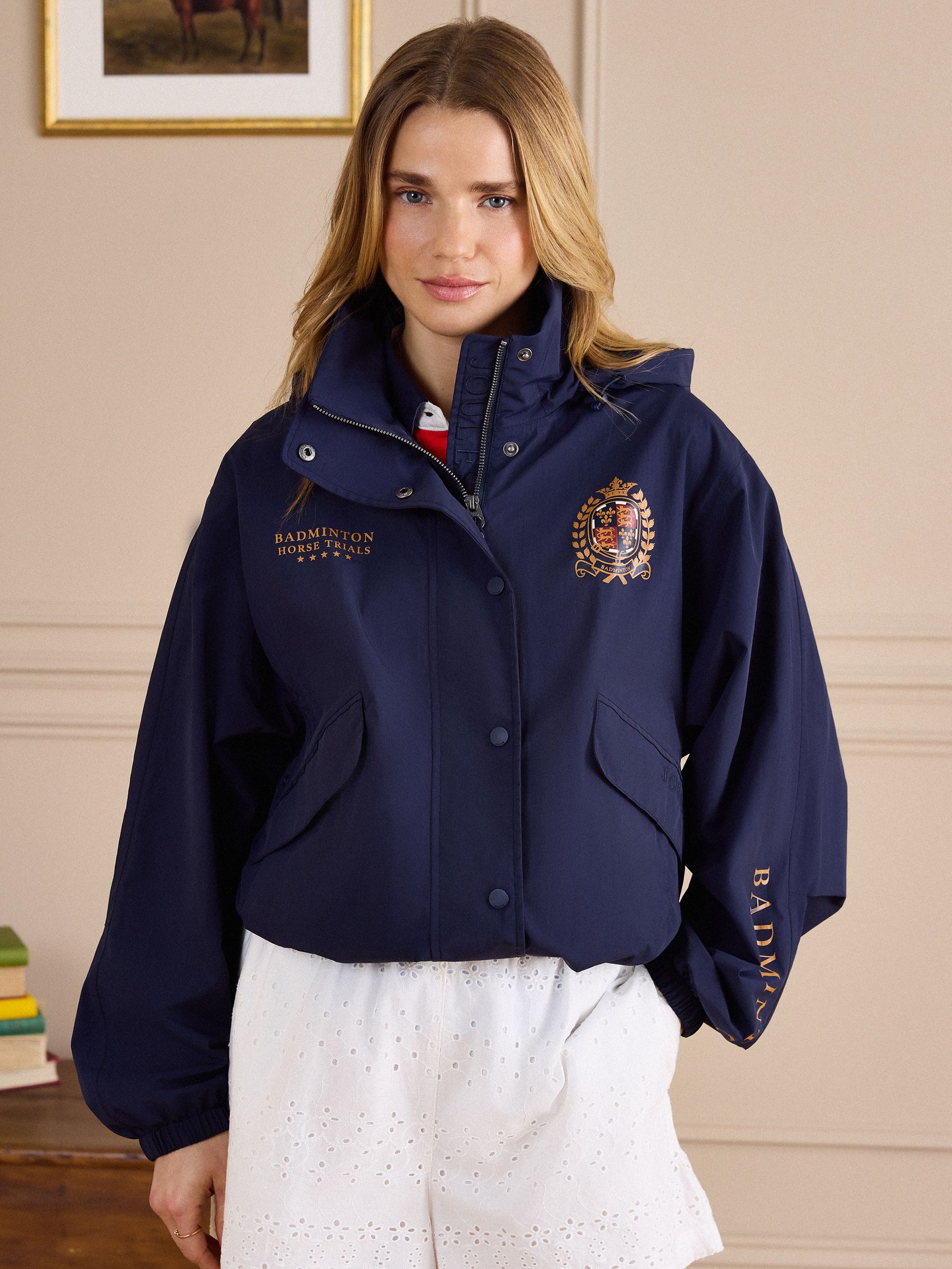 Official Badminton Navy Funnel Neck Coat - Image 1 of 18