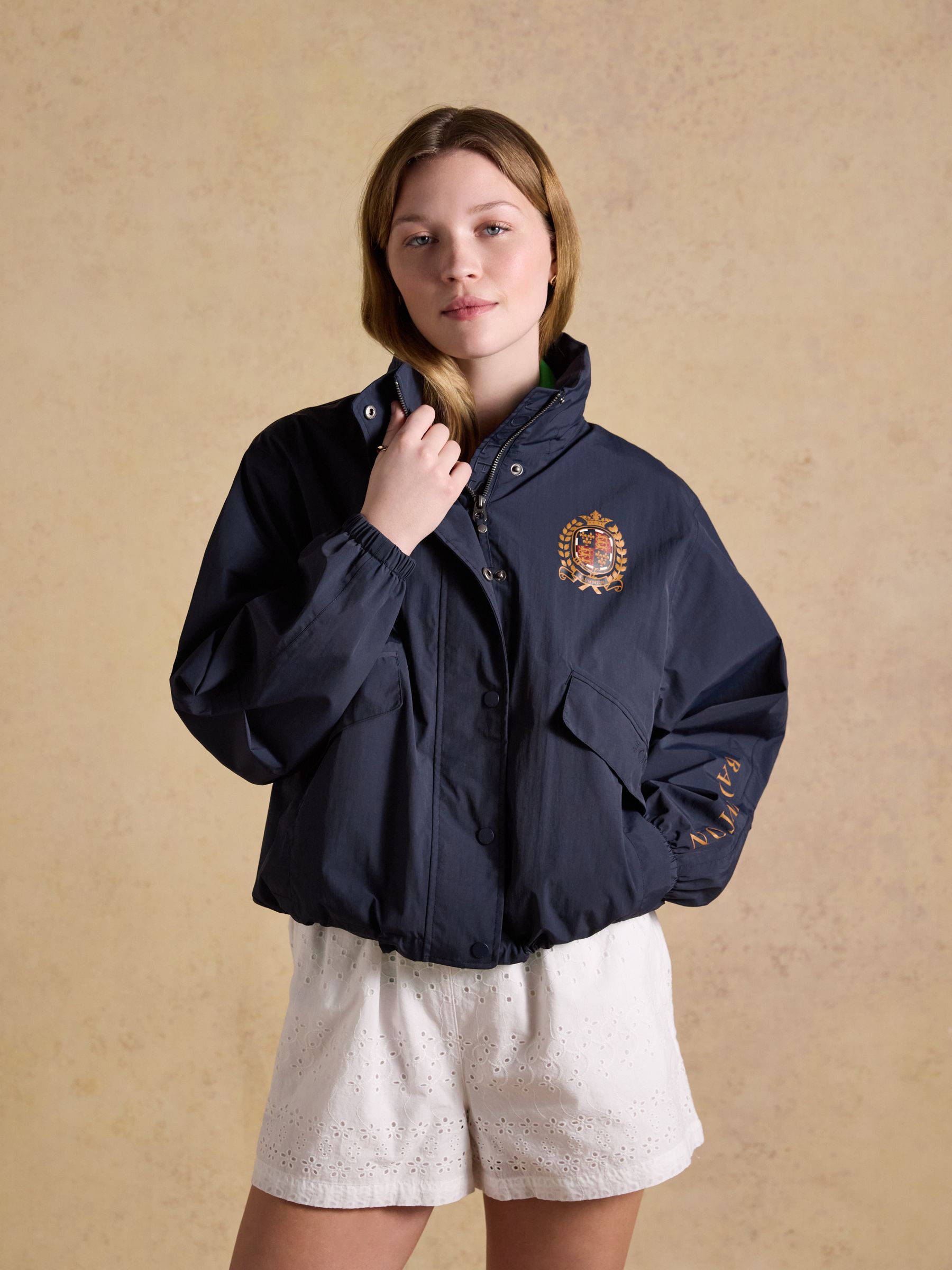 Official Badminton Navy Funnel Neck Coat - Image 6 of 18
