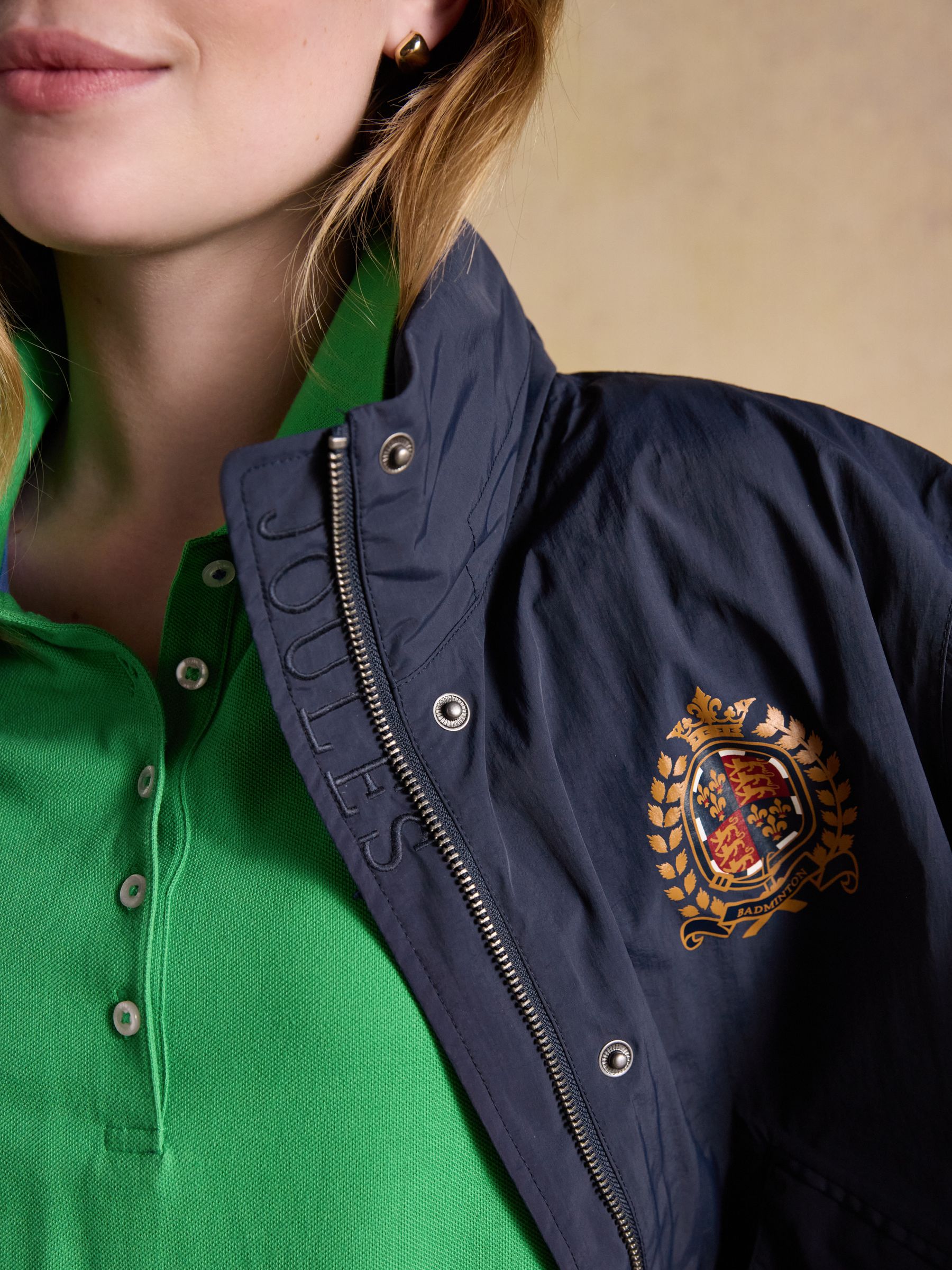 Official Badminton Navy Funnel Neck Coat - Image 9 of 18