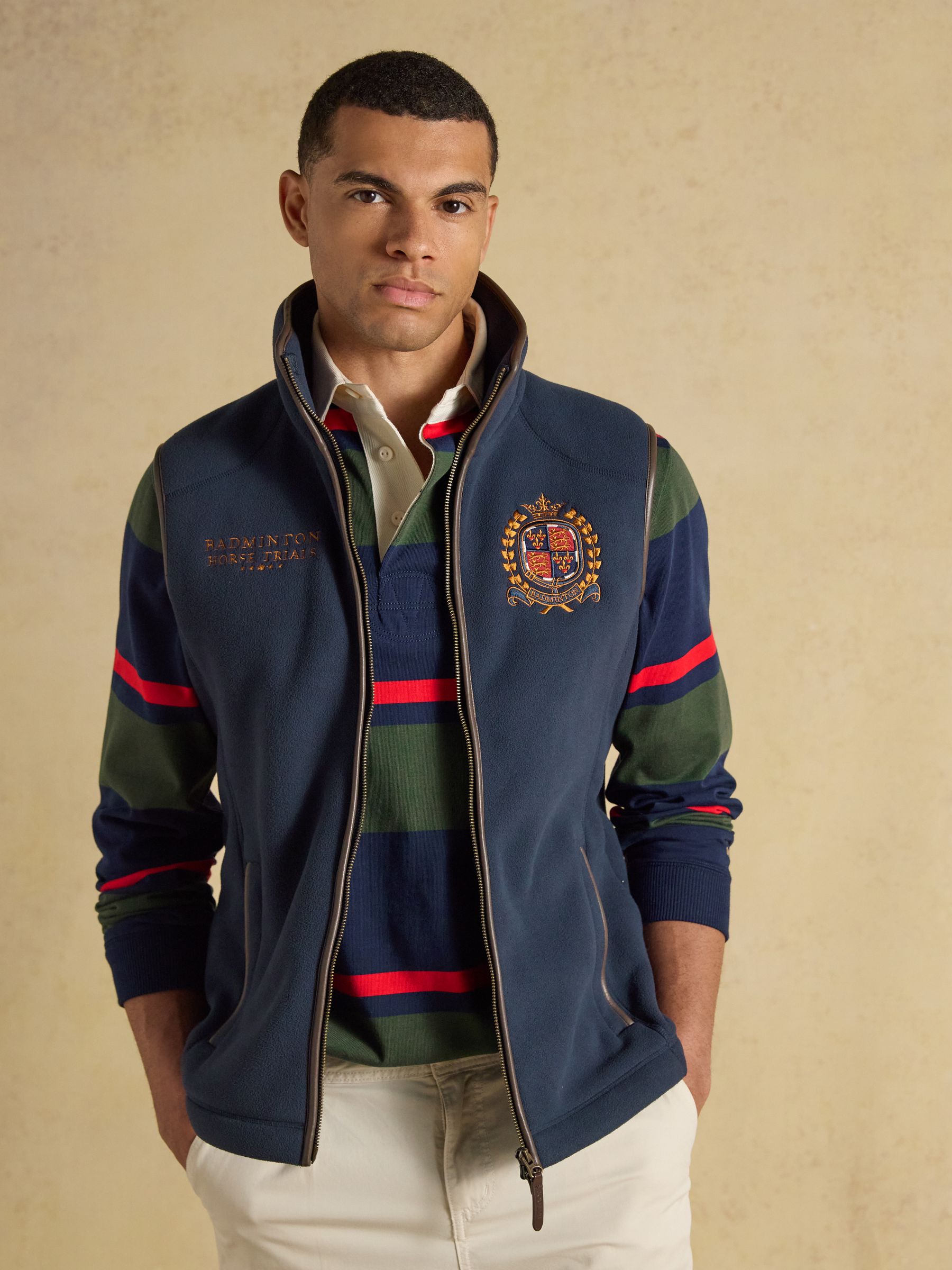 Official Badminton Navy Blue Heritage Fleece Gilet - Image 5 of 11