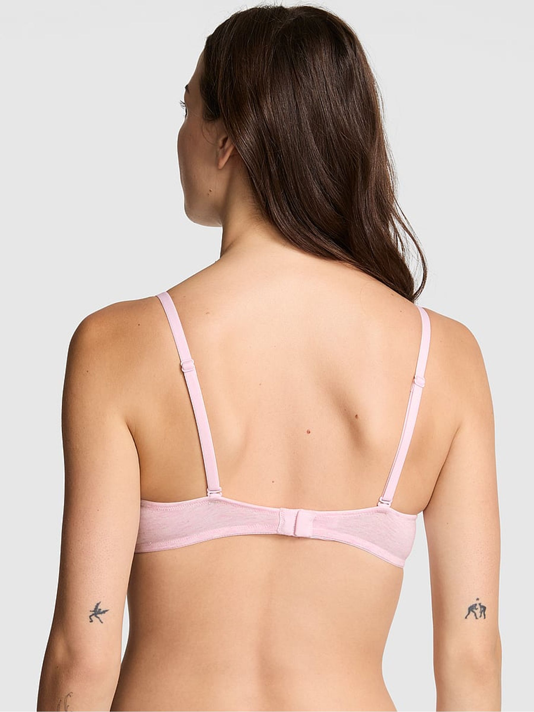 Petal Pink Non Wired Lightly Lined Cotton Heather Lace Trim Bra - Image 2 of 2
