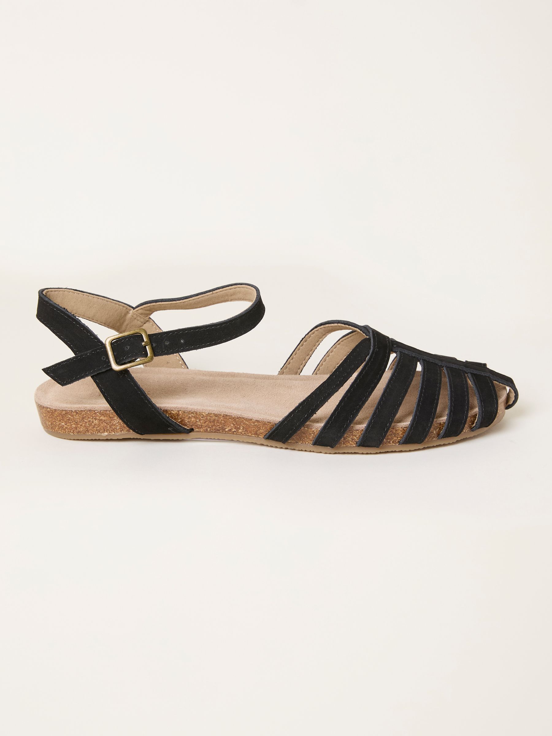 Posy Black Leather Dainty Fisherman Sandal - Image 1 of 3