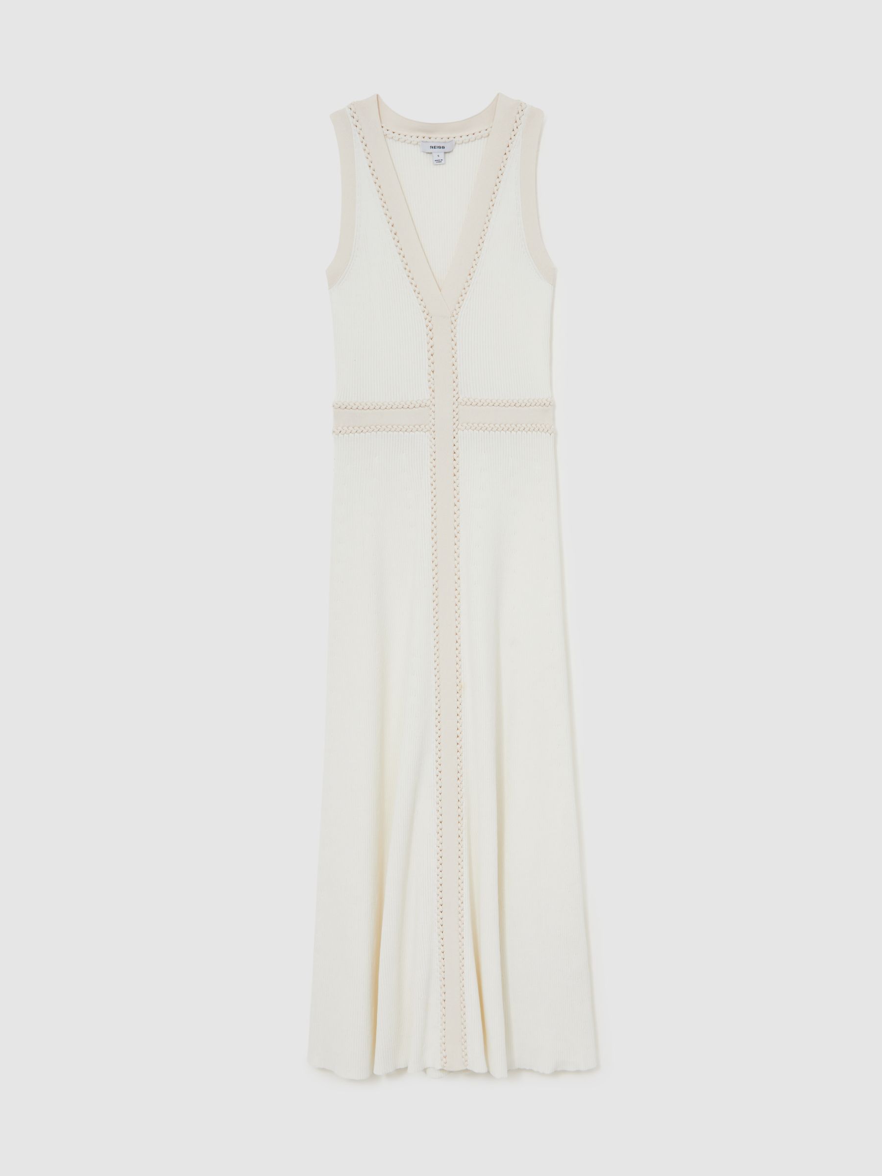 Craft-Stitch Knitted Midi Dress in Ivory - Image 2 of 6