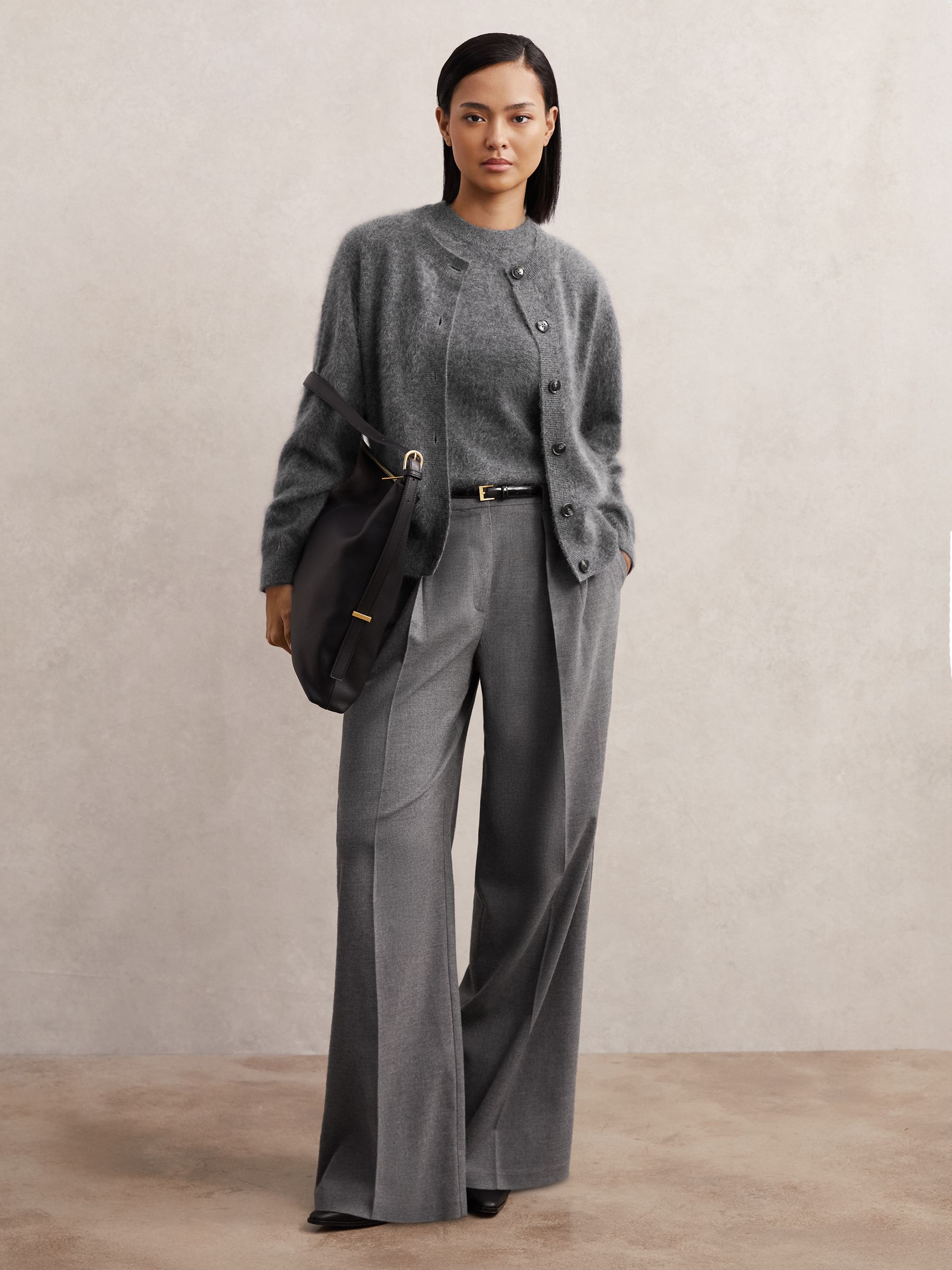 100% Brushed Cashmere Cardigan in Grey - Image 2 of 7