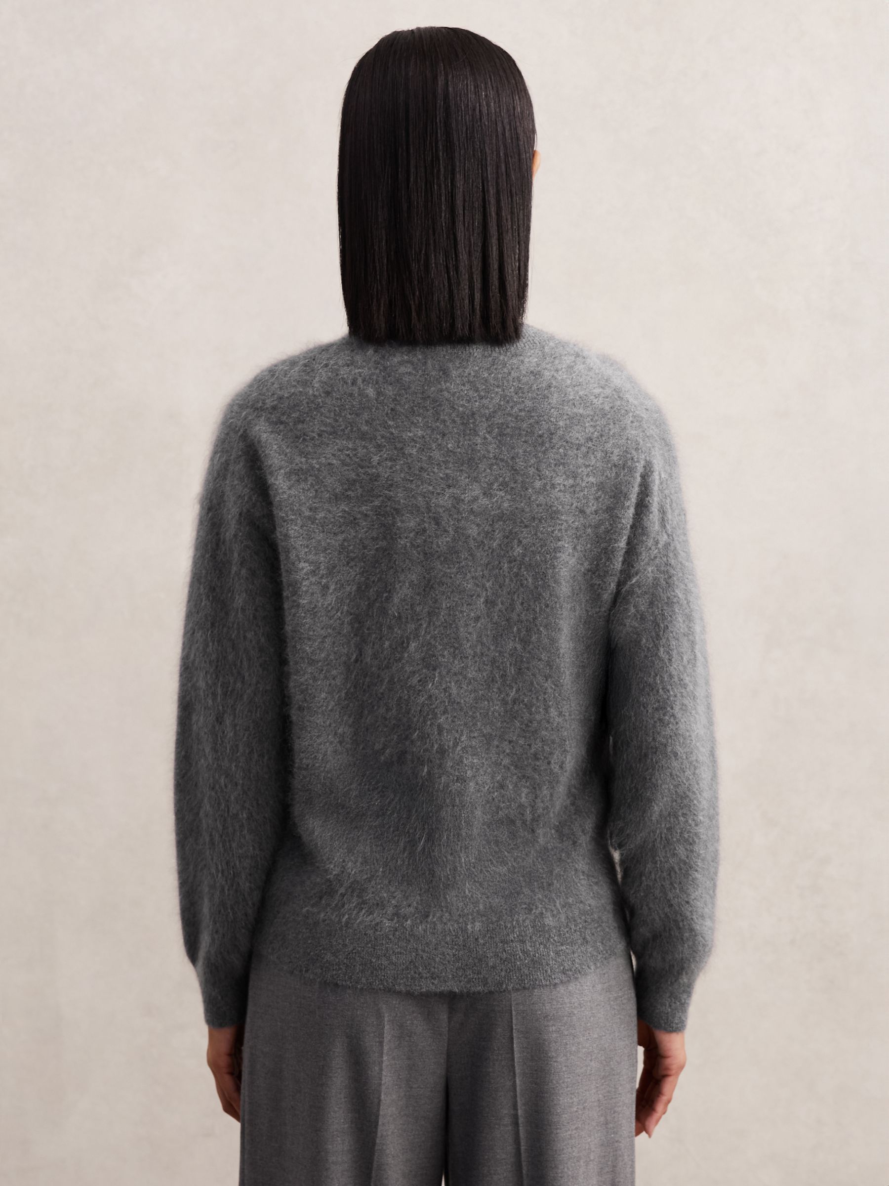 100% Brushed Cashmere Cardigan in Grey - Image 5 of 7