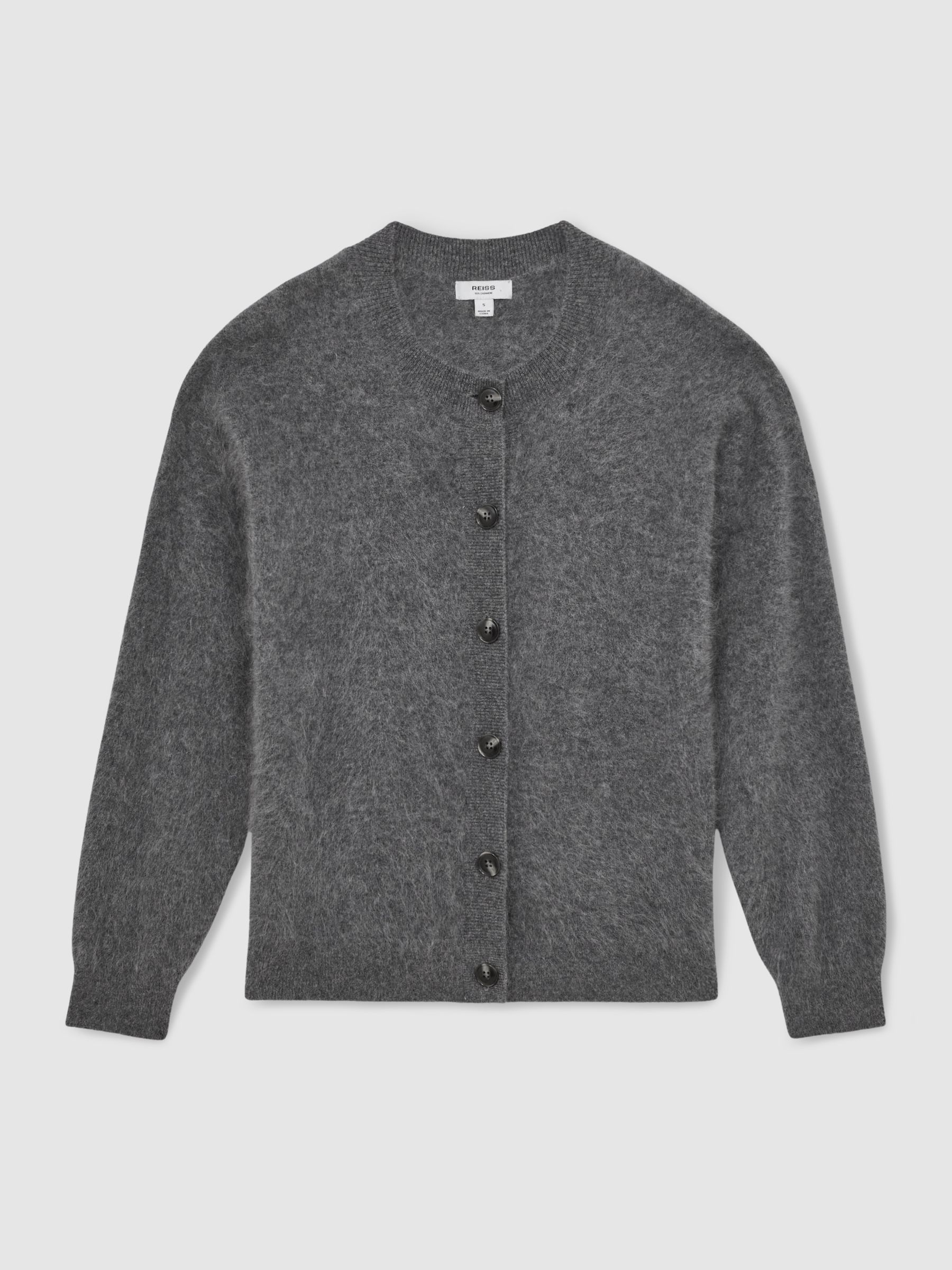 100% Brushed Cashmere Cardigan in Grey - Image 7 of 7