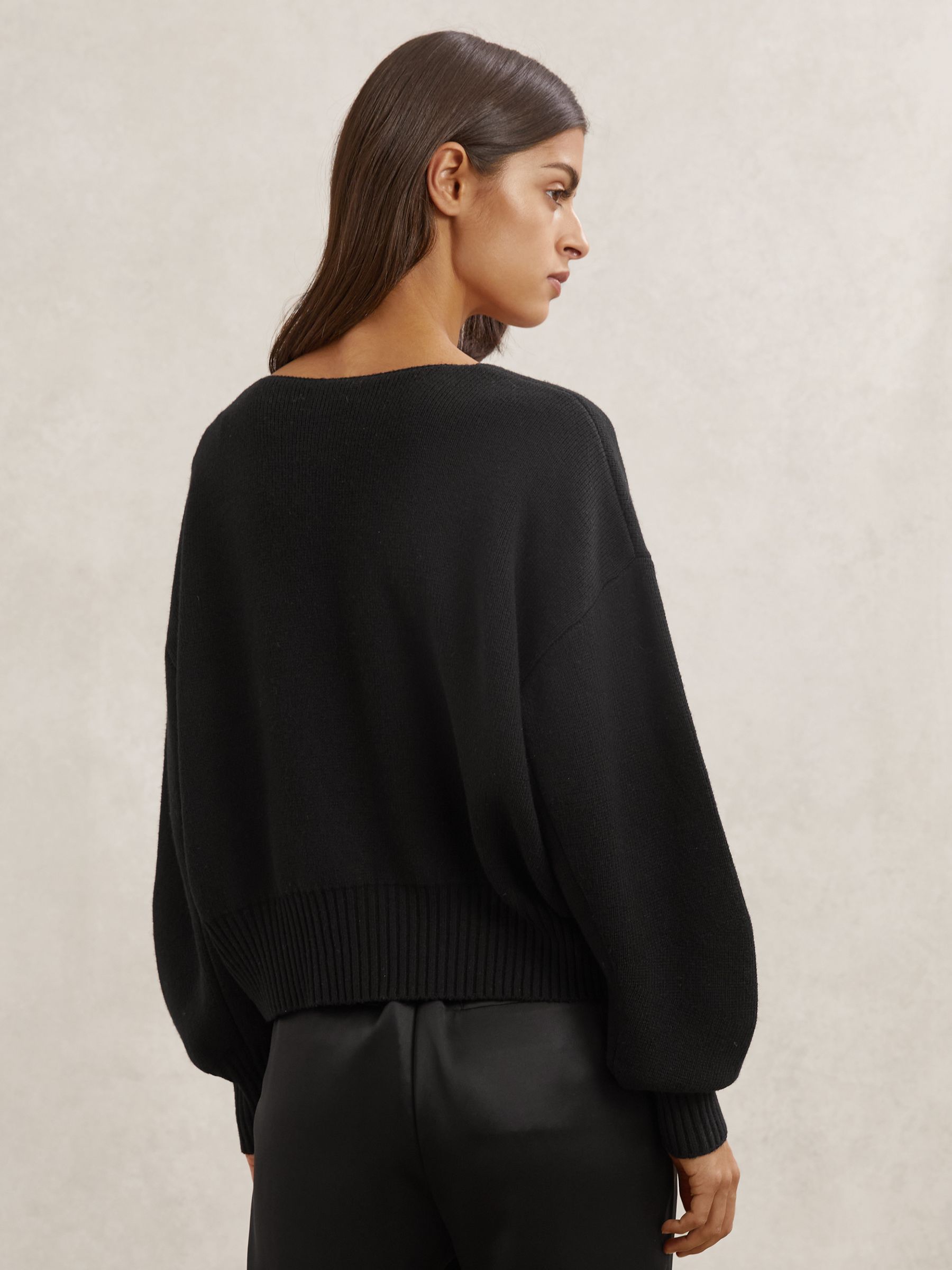 Wool-Blend Crystal-Bow Cardigan With Cashmere in Black - image 4