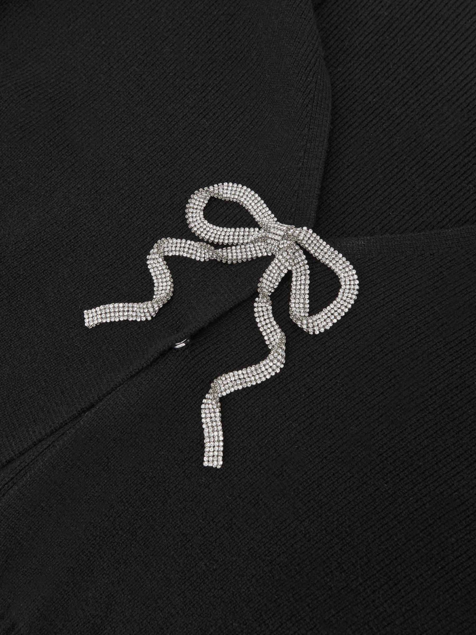 Wool-Blend Crystal-Bow Cardigan With Cashmere in Black - image 3