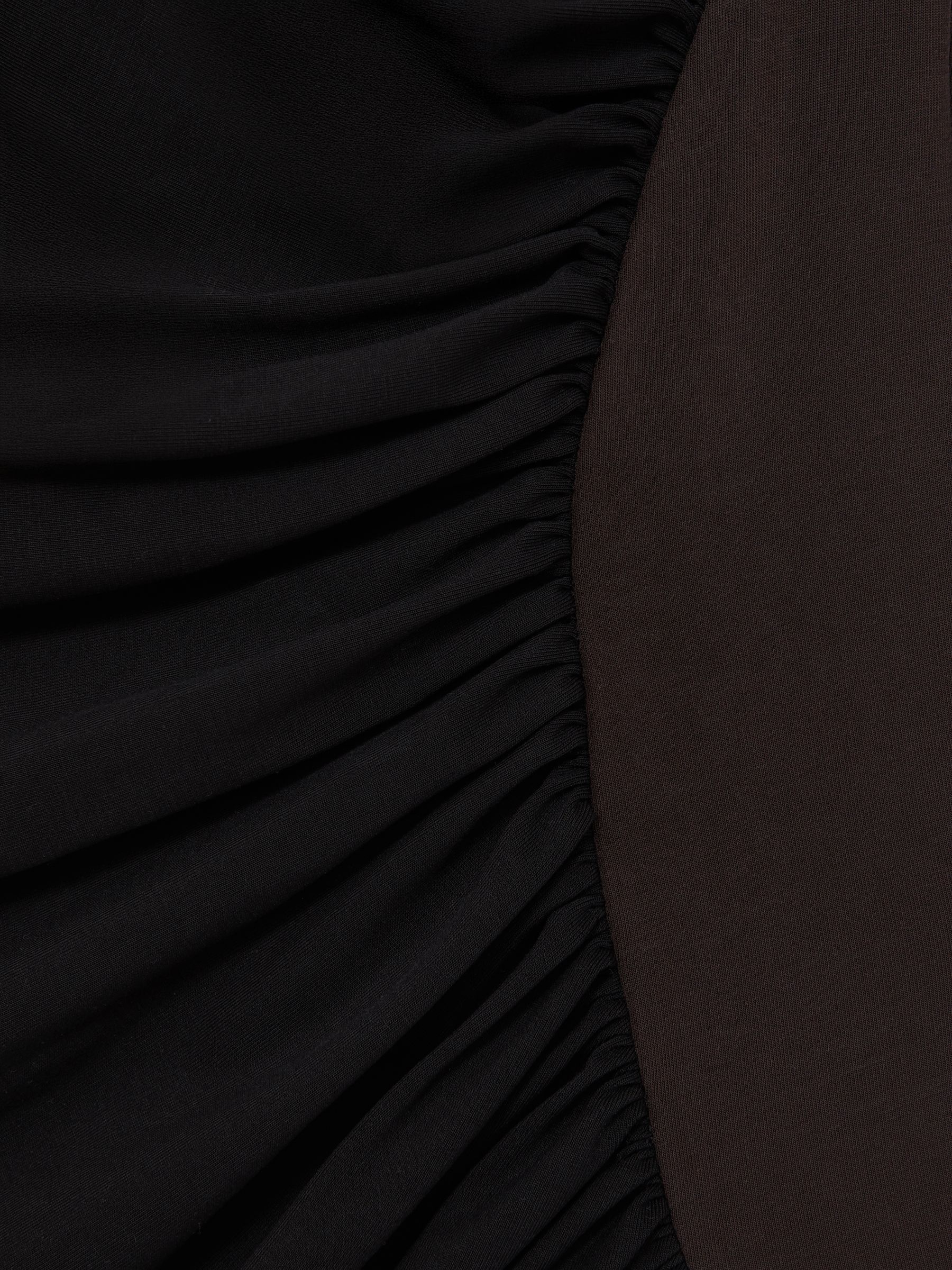 Stretch-Lyocell Panel Ruched Bodysuit in Black/Chocolate Brown - image 3