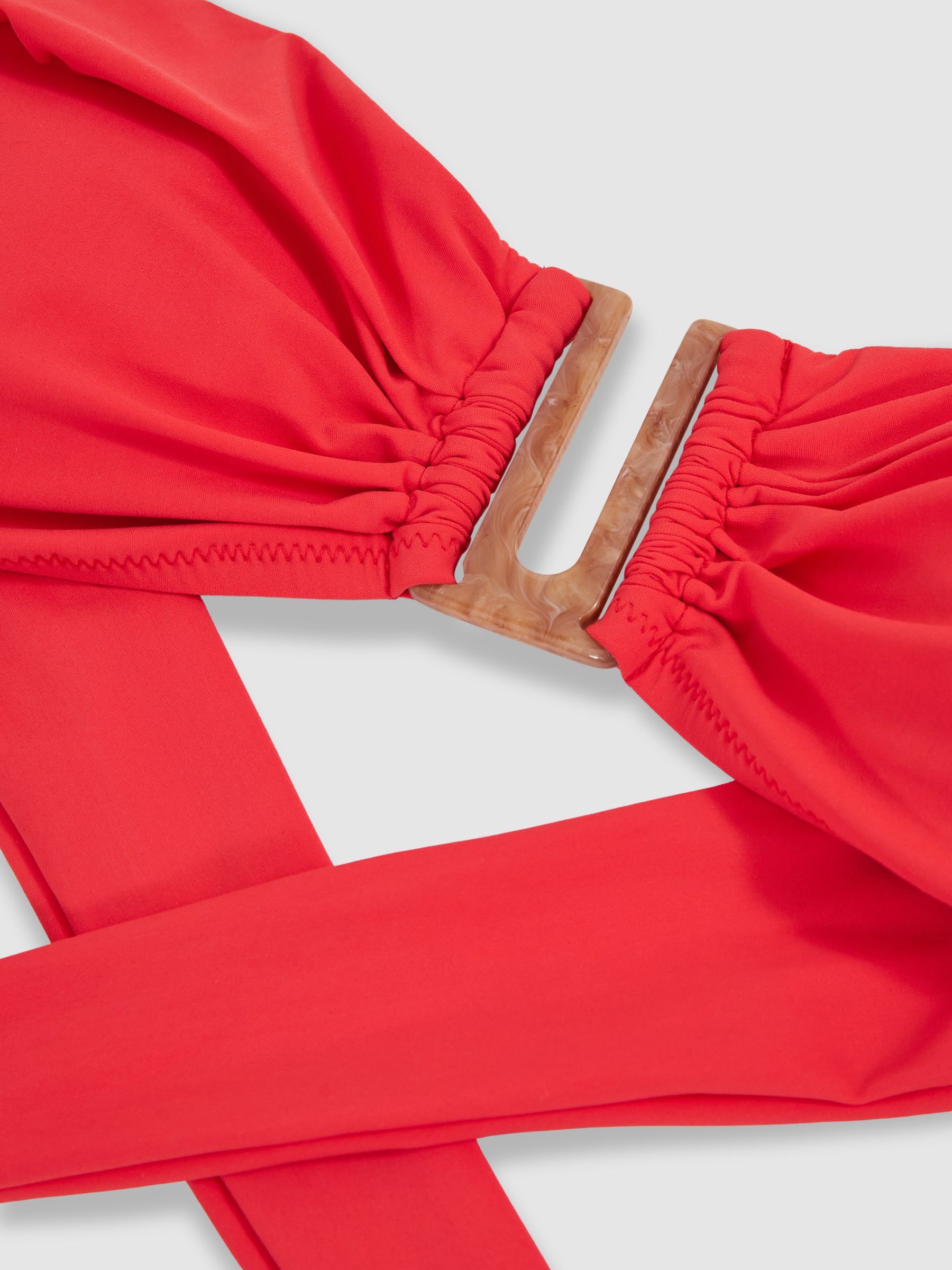 Removable Strap Bandeau Bikini Top in Coral Red - Image 5 of 5