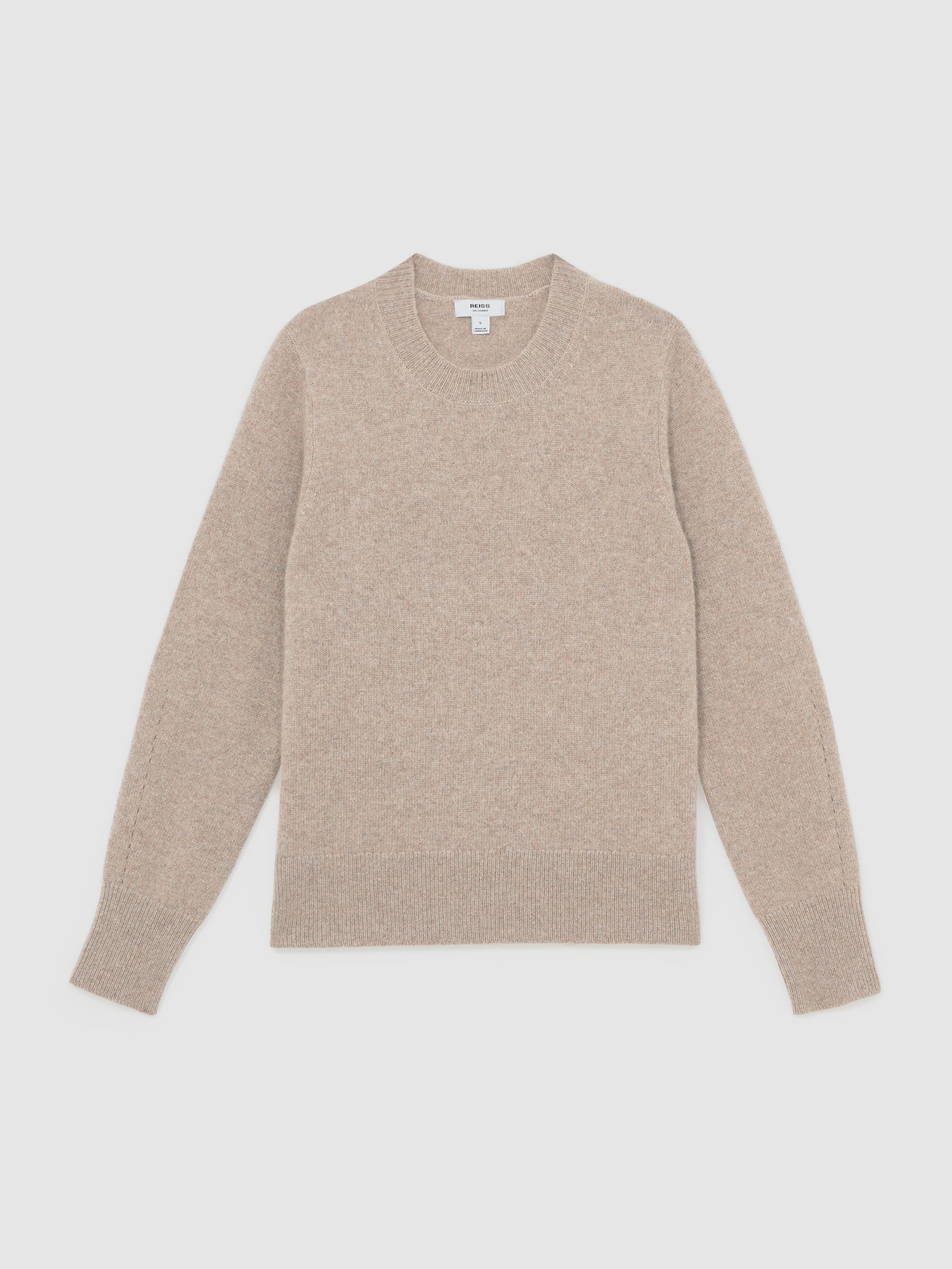 100% Cashmere Crew-Neck Jumper in Oatmeal Neutral - Image 2 of 7