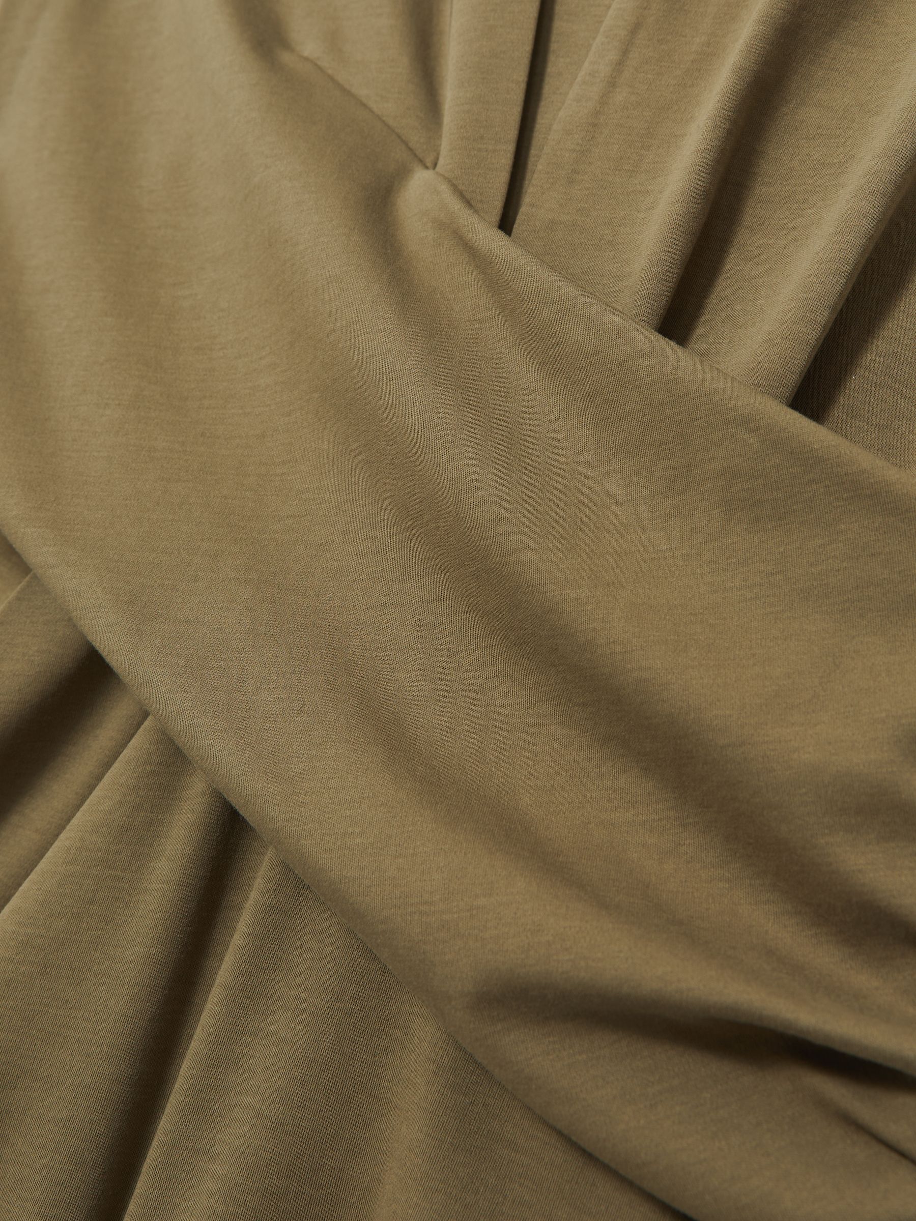 Stretch-Cotton Wrap-Front Collar Top in Khaki Green - Image 6 of 6