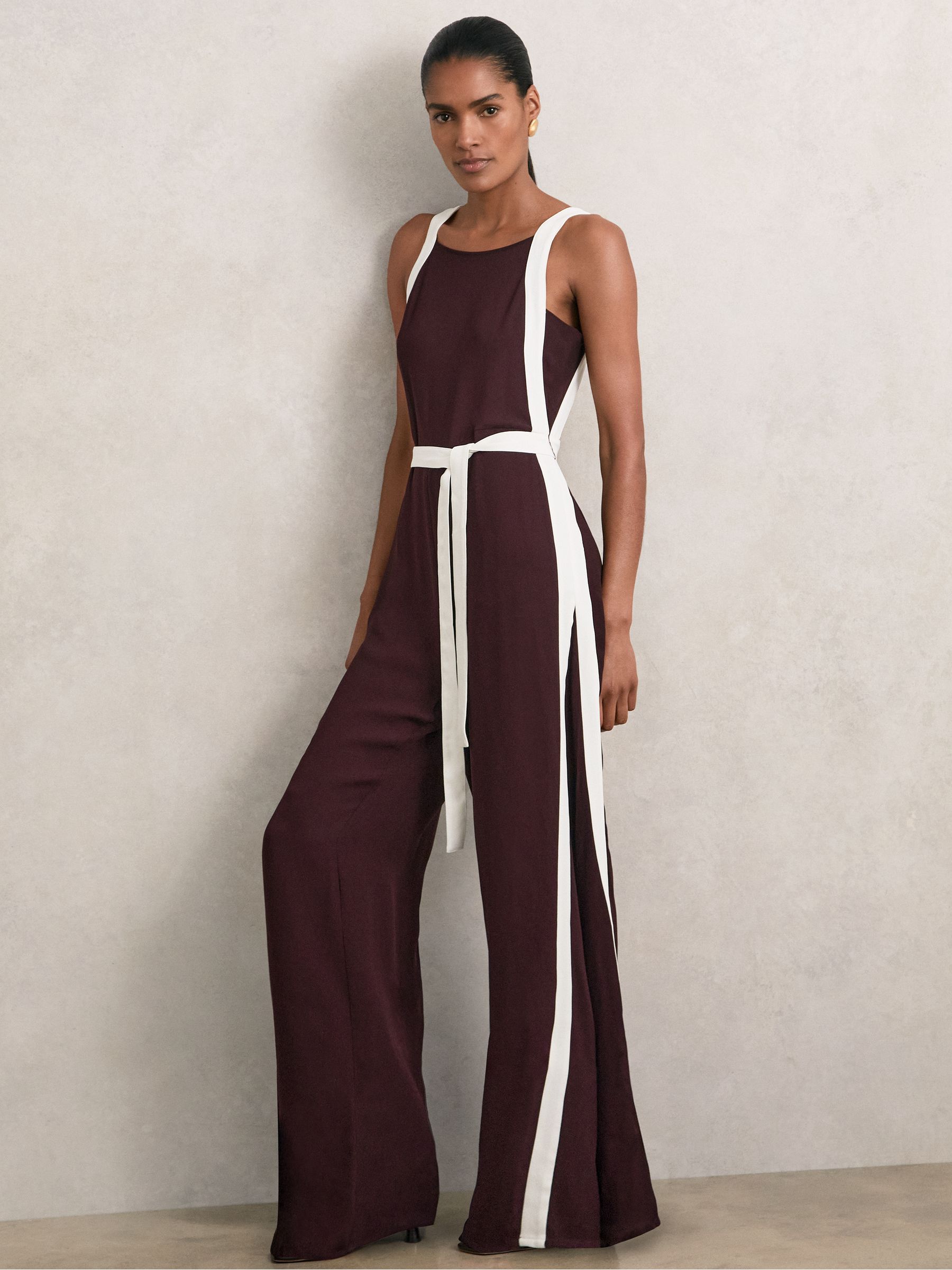 【海外限定】REISSワンピース☆Khaki/Black Emilina Rib-Knit Pa Reiss Rib-Knit Panelled Belted Midi Dress in Khaki/Black - REISS