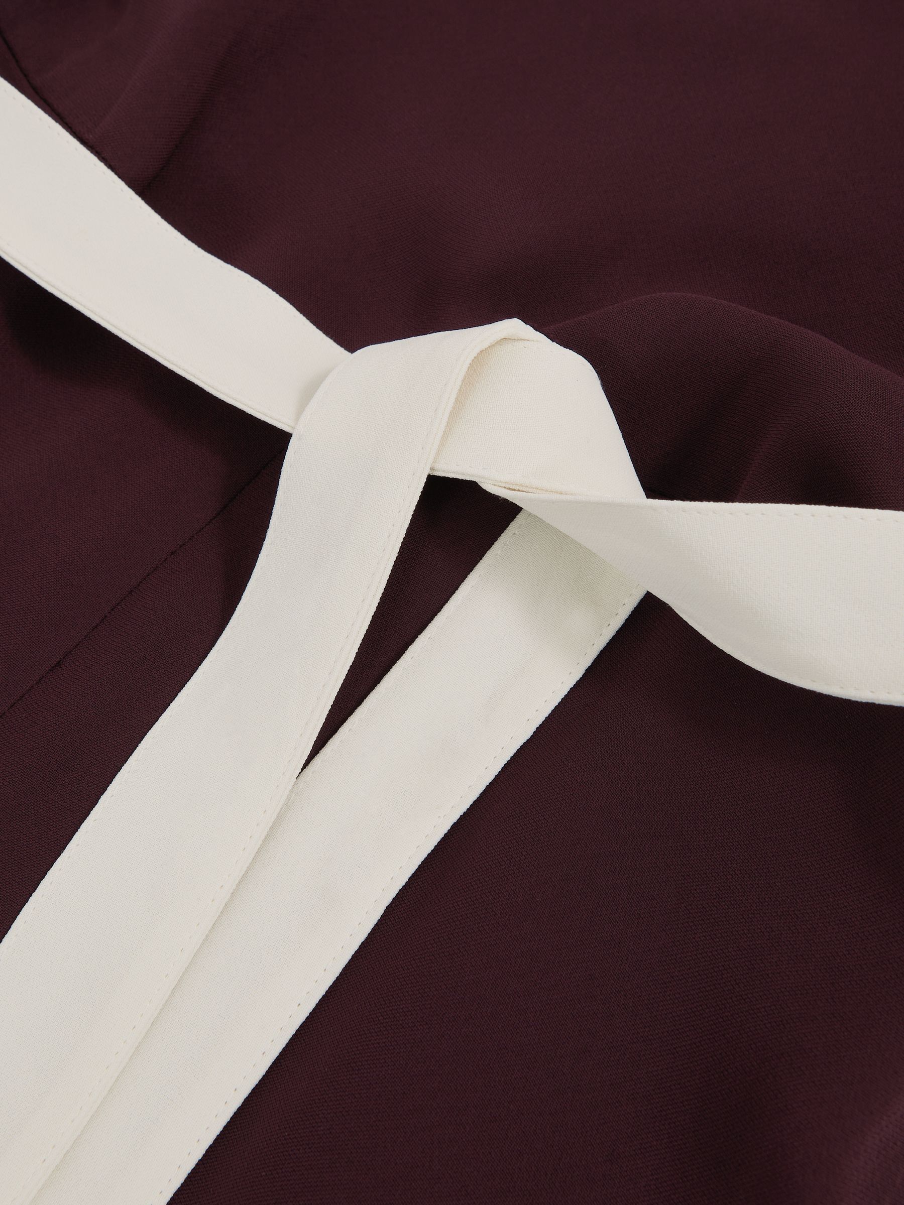 Colourblock Wide Leg Belted Jumpsuit in Burgundy/Cream - Image 6 of 6