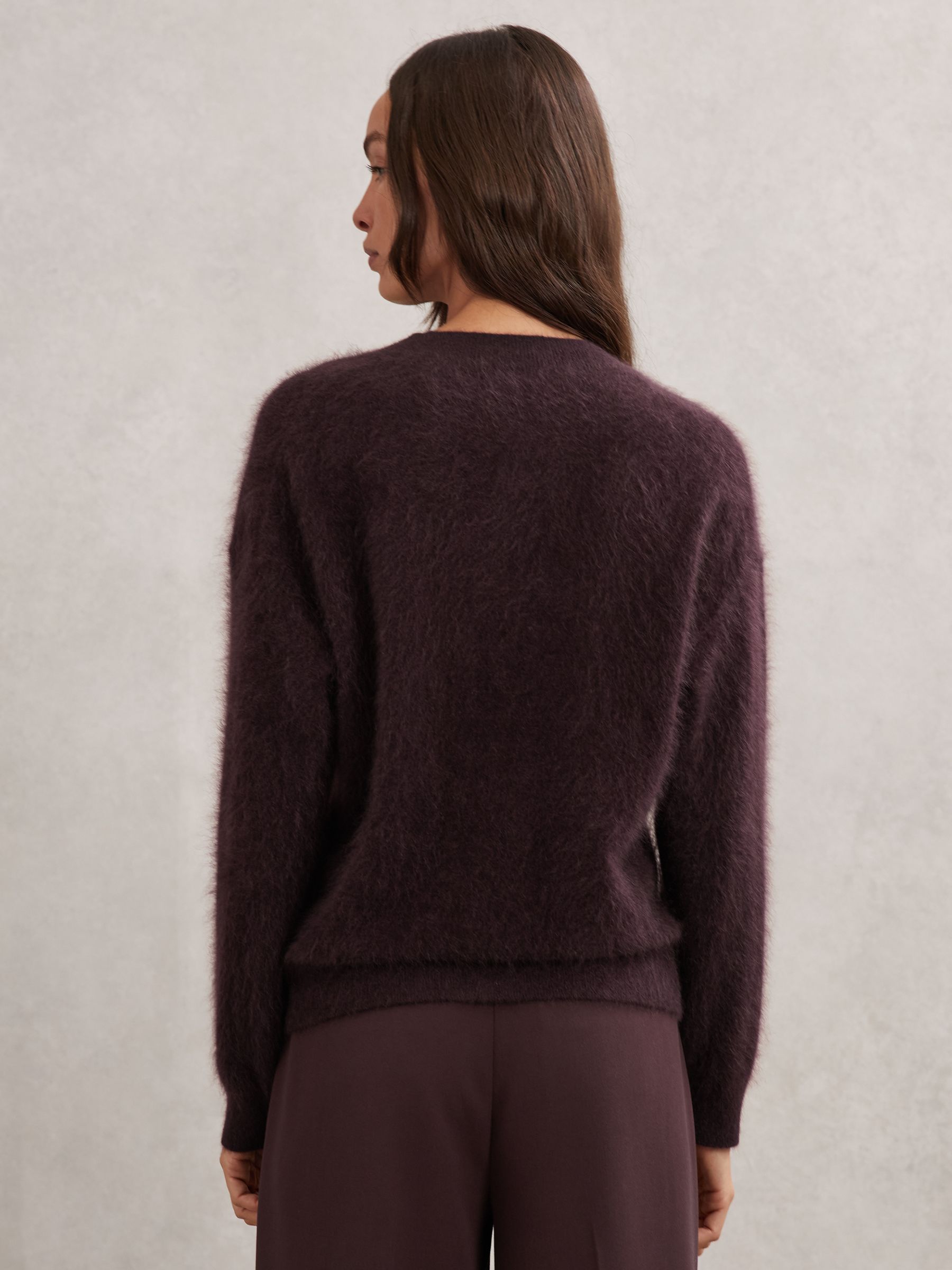 100% Brushed Cashmere Cardigan in Burgundy - image 5