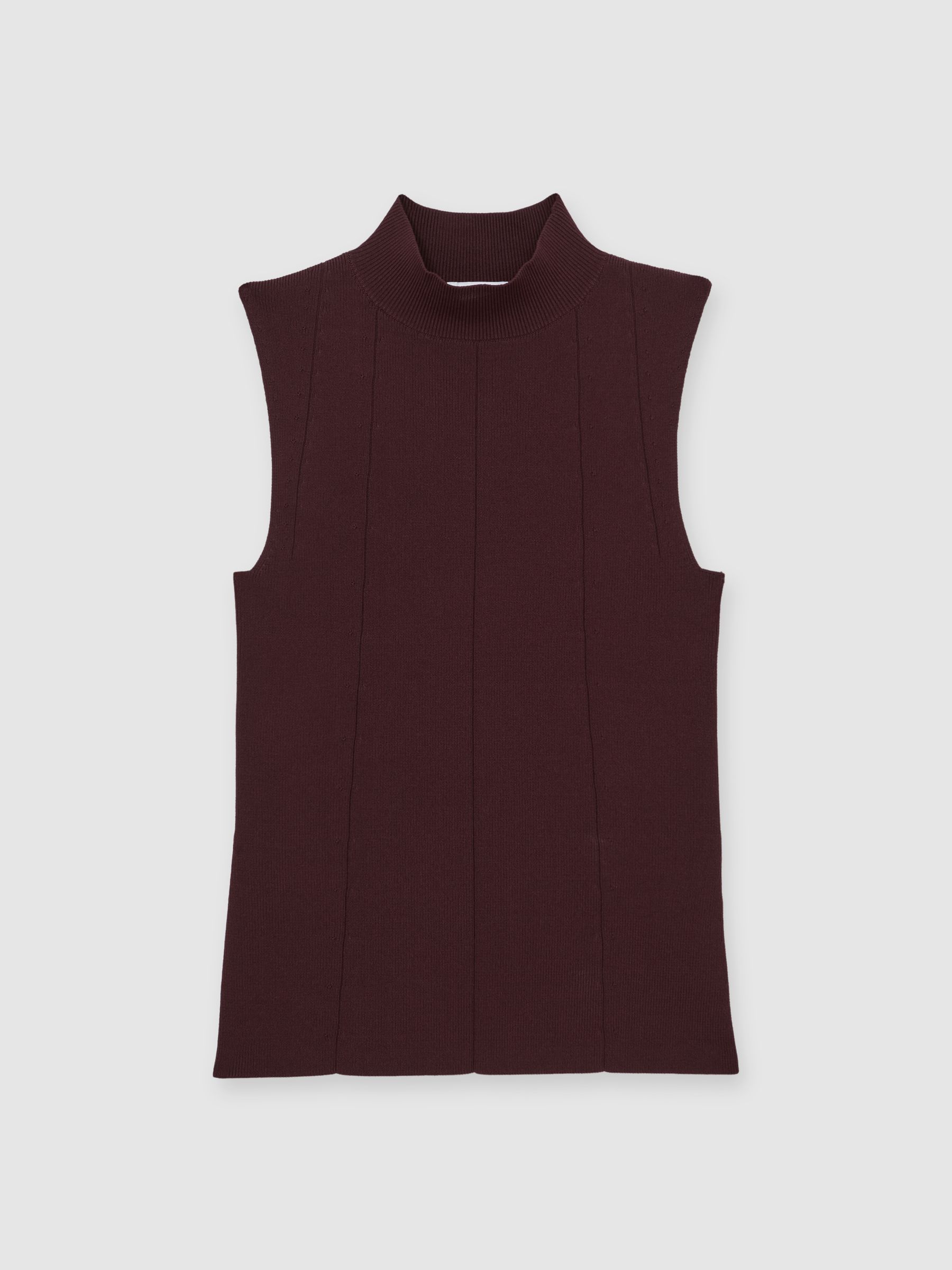 High Neck Sleeveless Top in Burgundy - Image 2 of 7