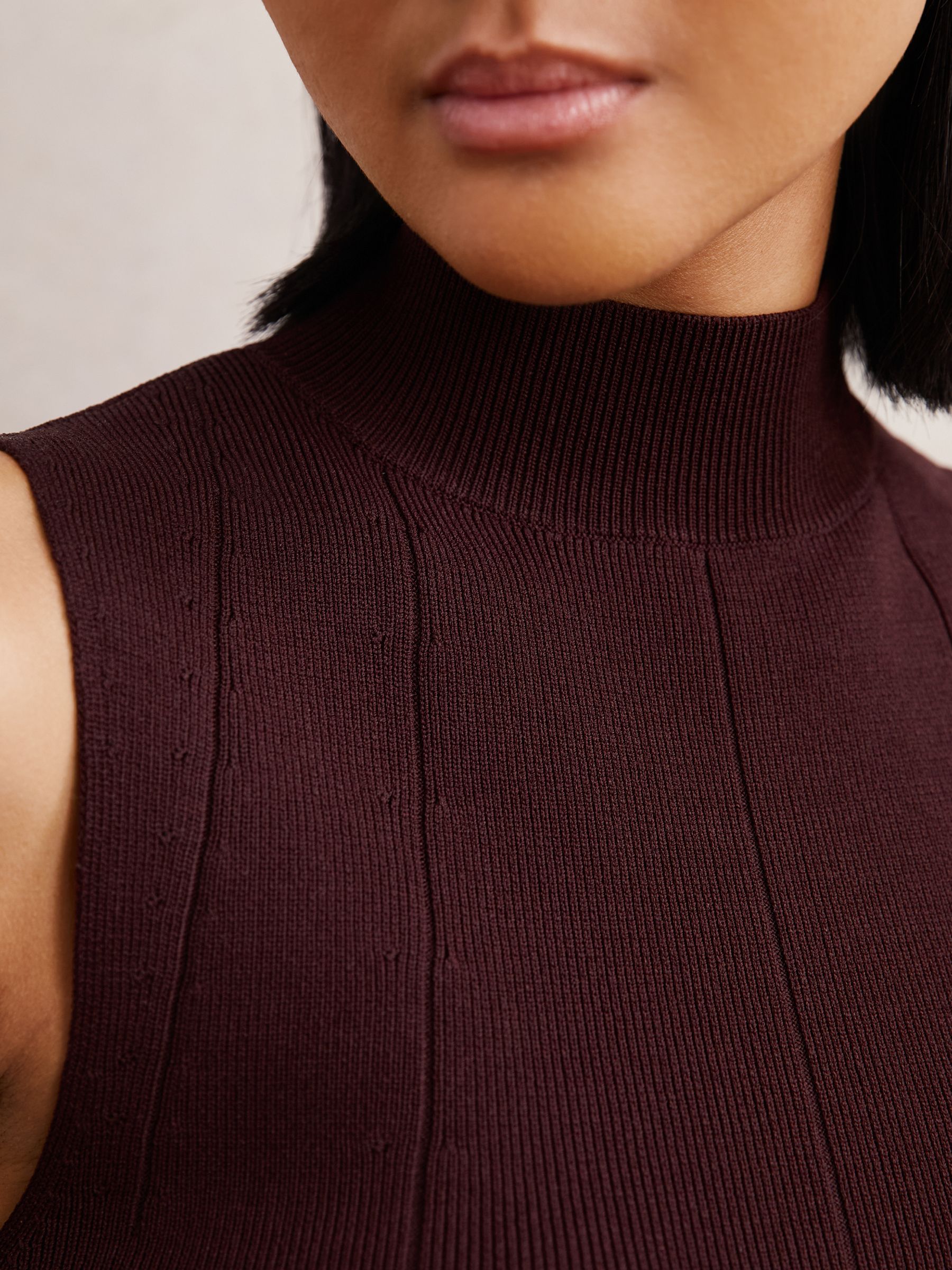 High Neck Sleeveless Top in Burgundy - Image 4 of 7