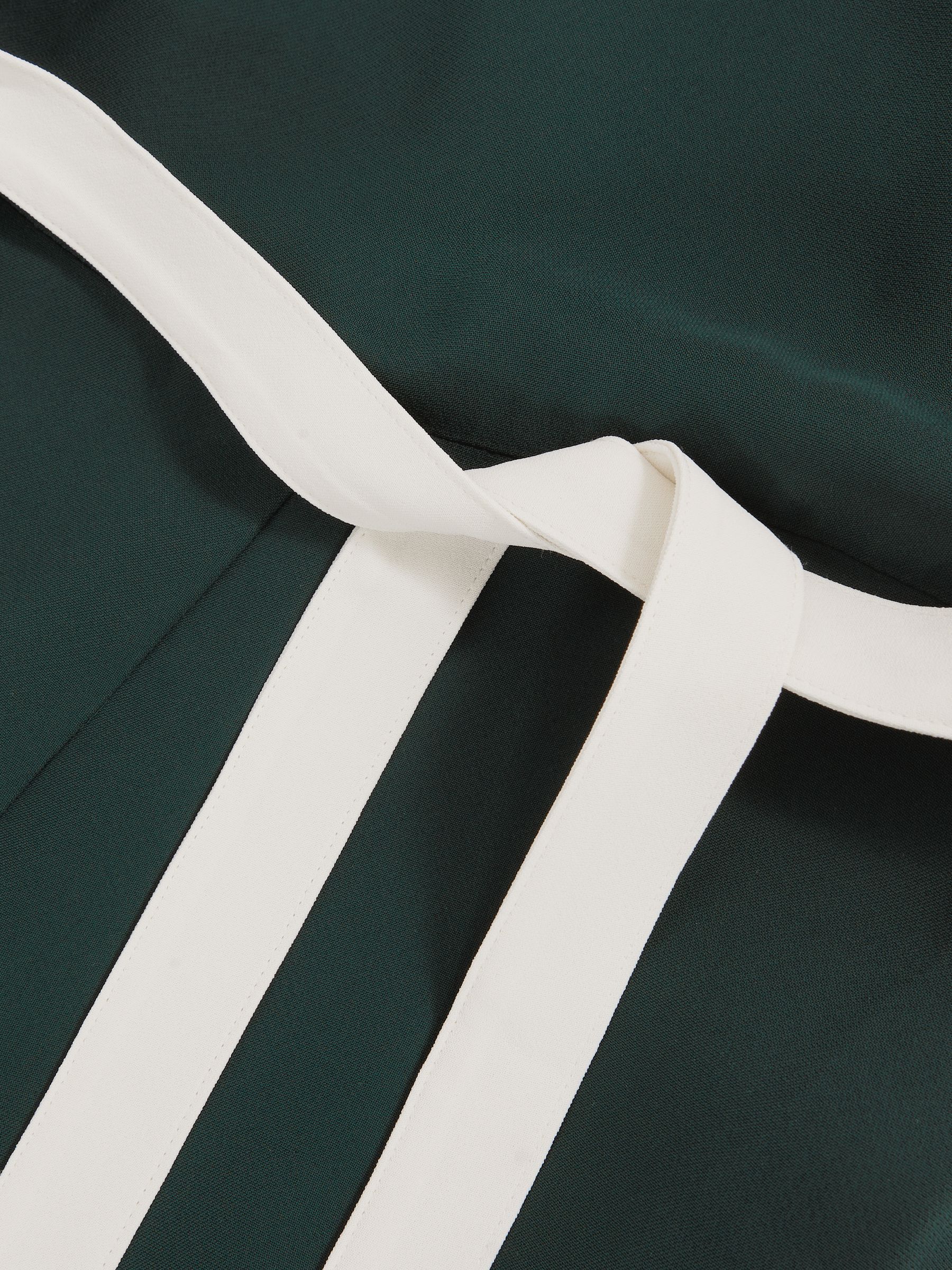 Colourblock Wide Leg Belted Jumpsuit in Dark Green/Cream - Image 6 of 6