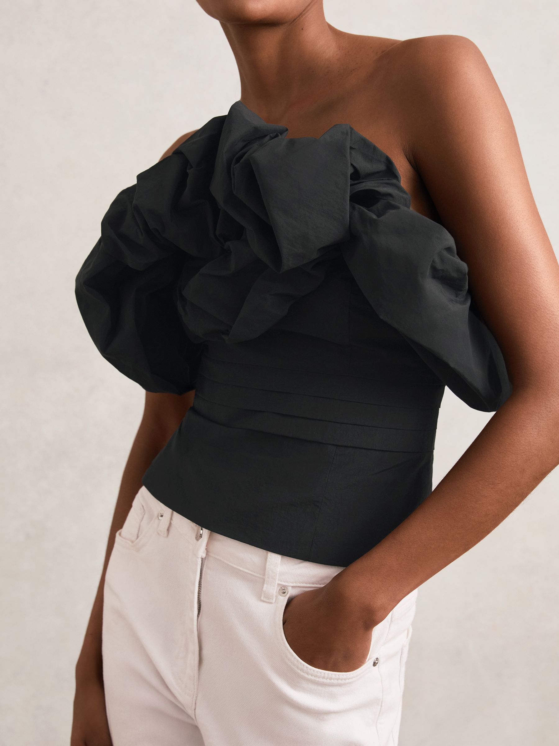 Sculptural Strapless Top in Black - Image 4 of 7