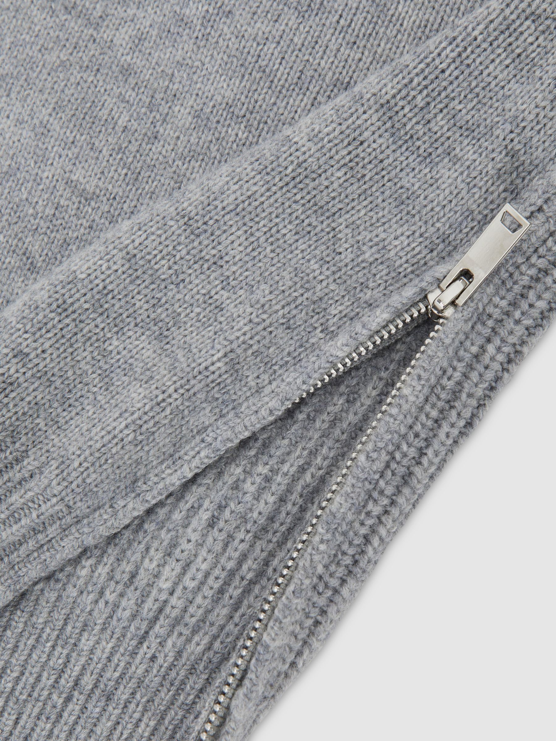 Wool Zip-Detail Funnel-Neck Jumper in Grey - image 1