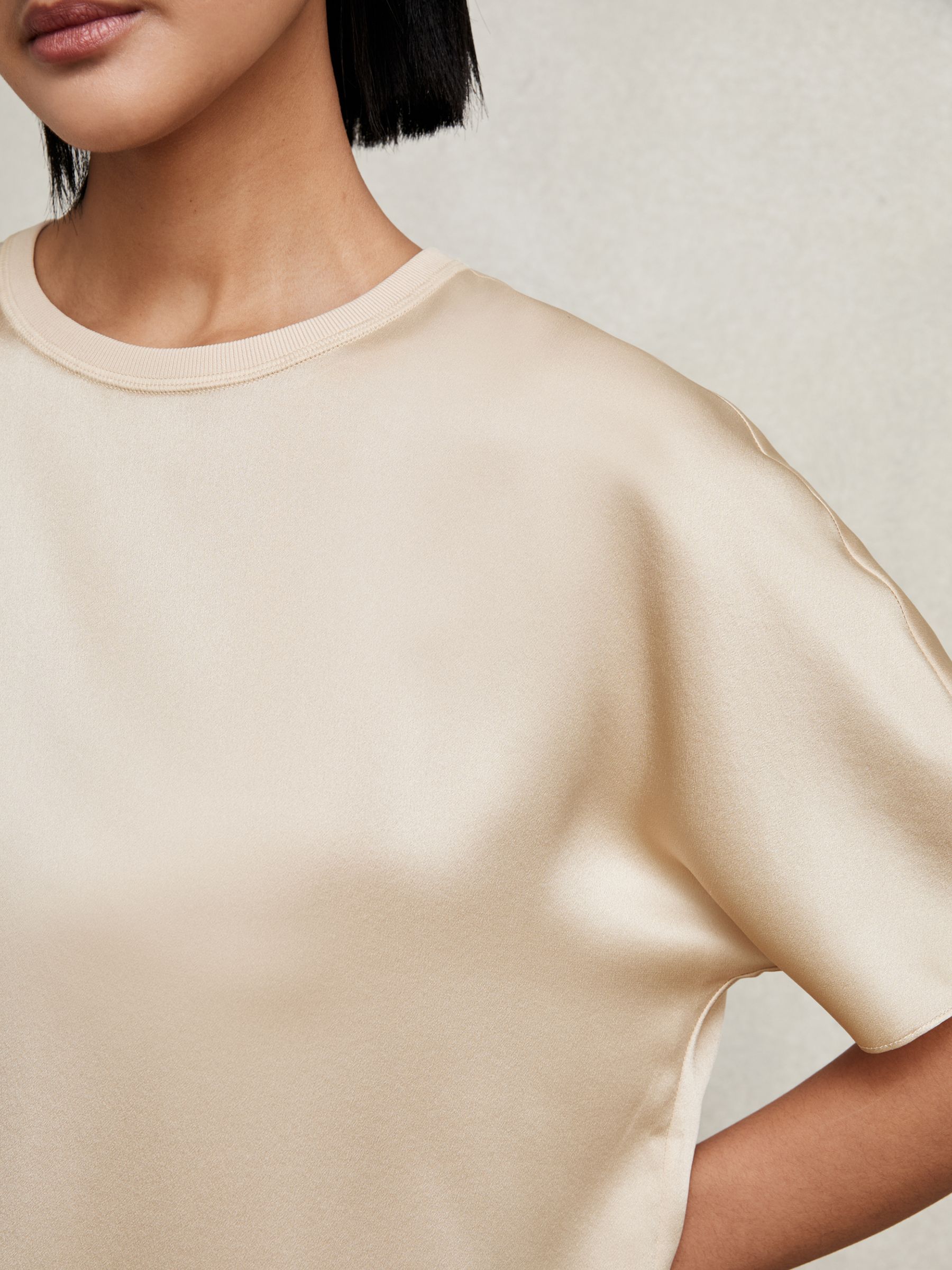 Silk Short-Sleeve Top in Champagne Neutral - image 4