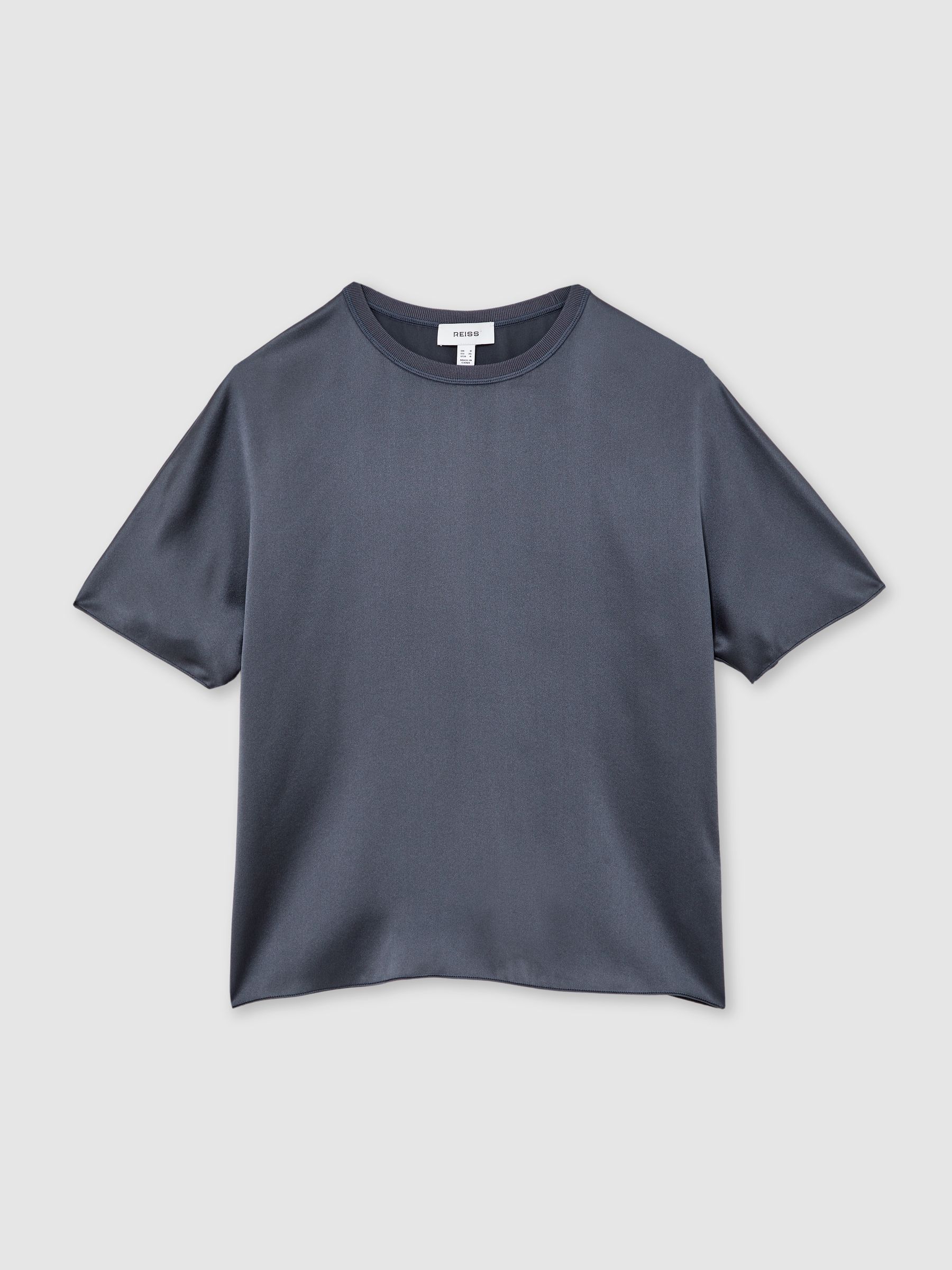 Silk Short-Sleeve Top in Blue - Image 2 of 6