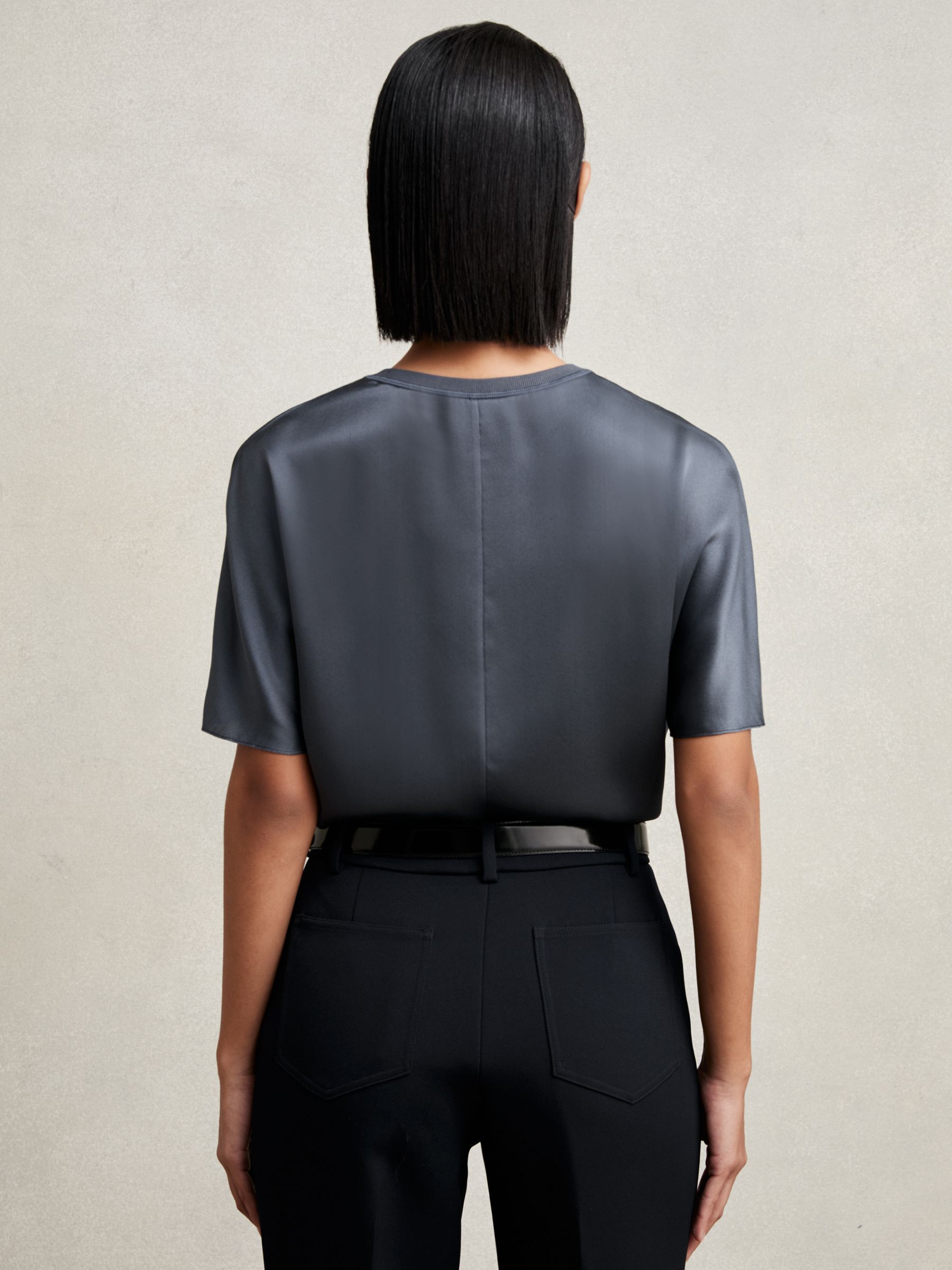Silk Short-Sleeve Top in Blue - image 4