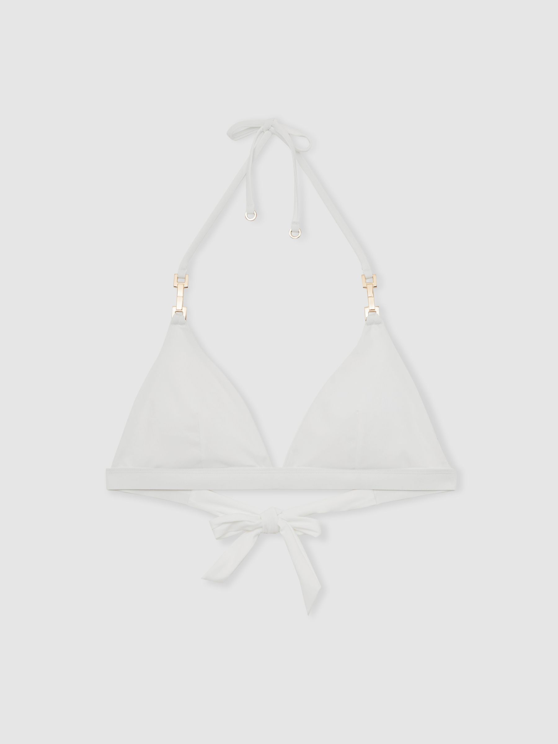 Triangle Halter Neck Bikini Top in White - Image 2 of 5