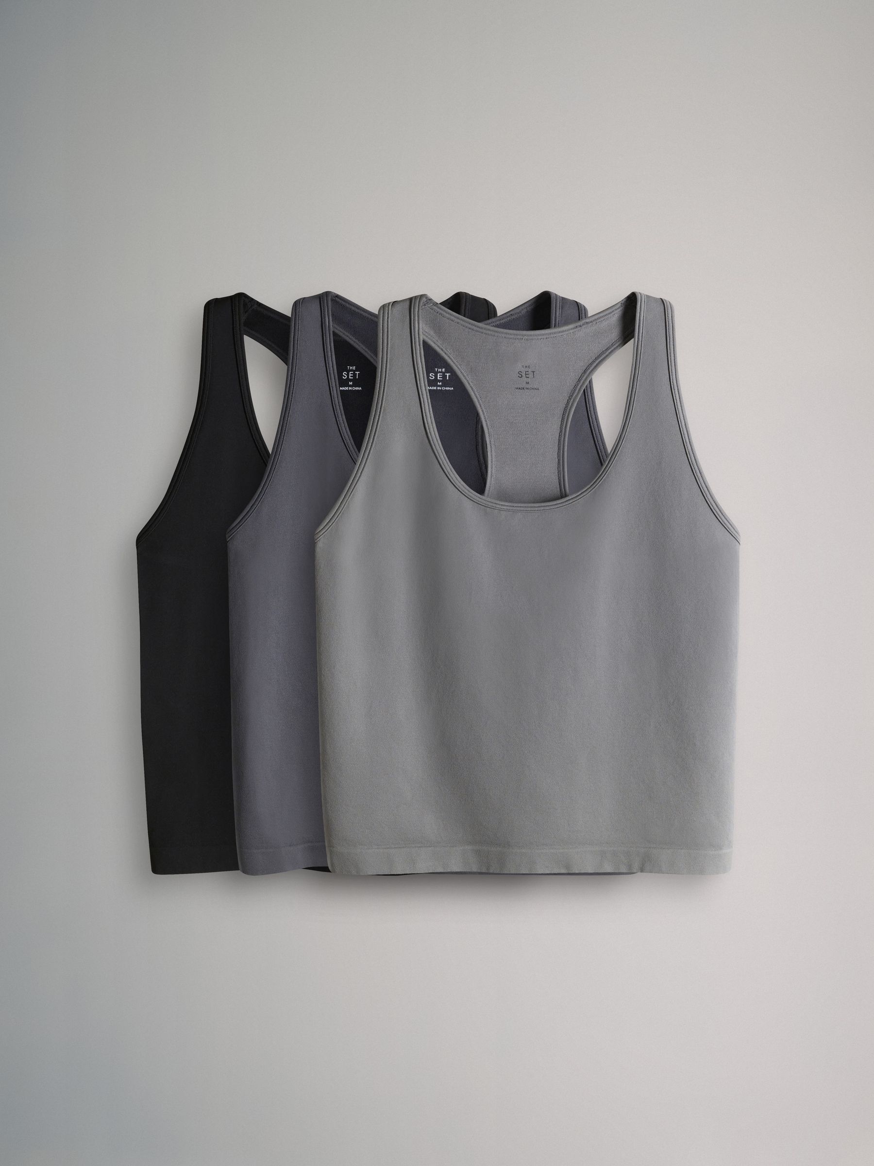 3 Pack Active Smoothing Racer Vest Balck/Charcoal/Grey - Image 2 of 6
