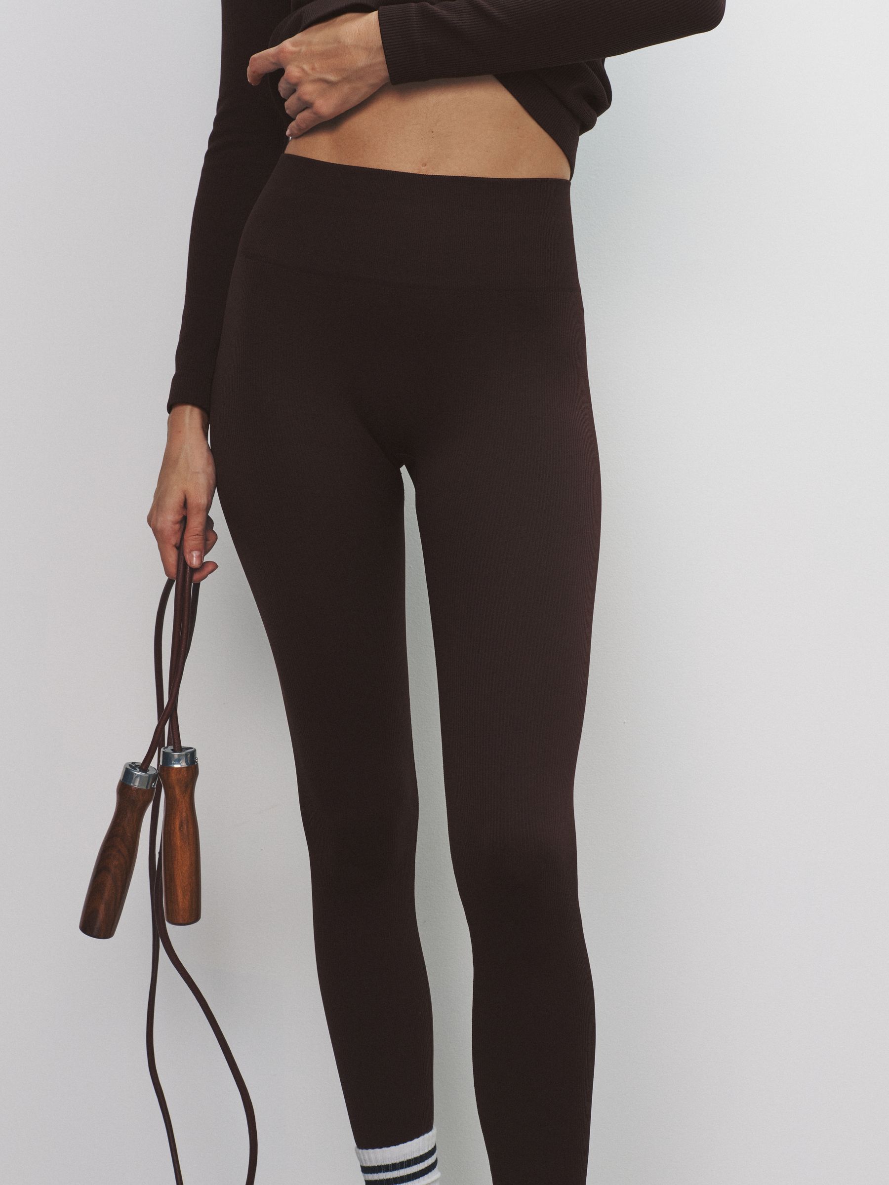 Black/Chocolate Brown/Khaki 3 Pack Active Ribbed Legging - Image 5 of 6