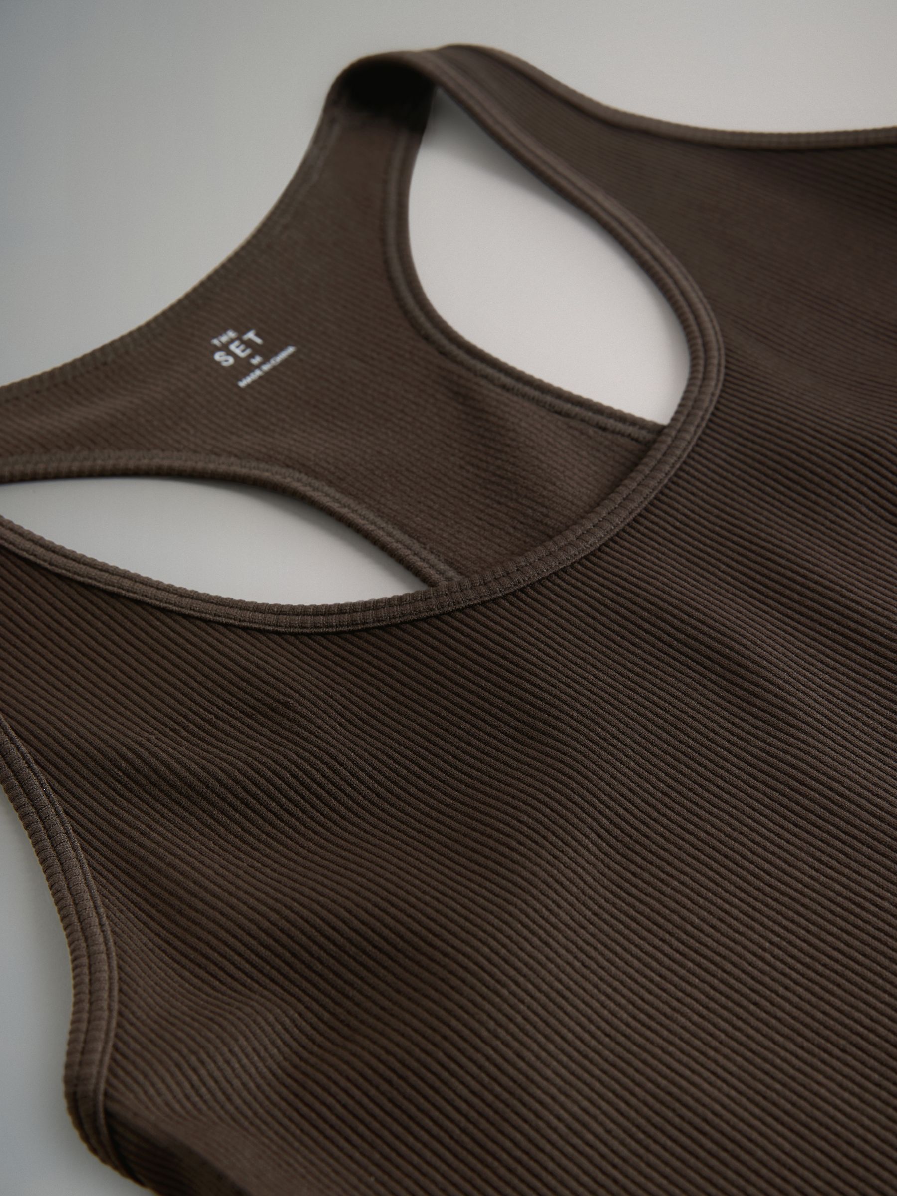 Black/Chocolate Brown/Khaki 3 Pack Active Ribbed Racer Vest - Image 6 of 6 Black/Chocolate Brown/Khaki 3 Pack Active Ribbed Racer Vest - Image 6 of 6
