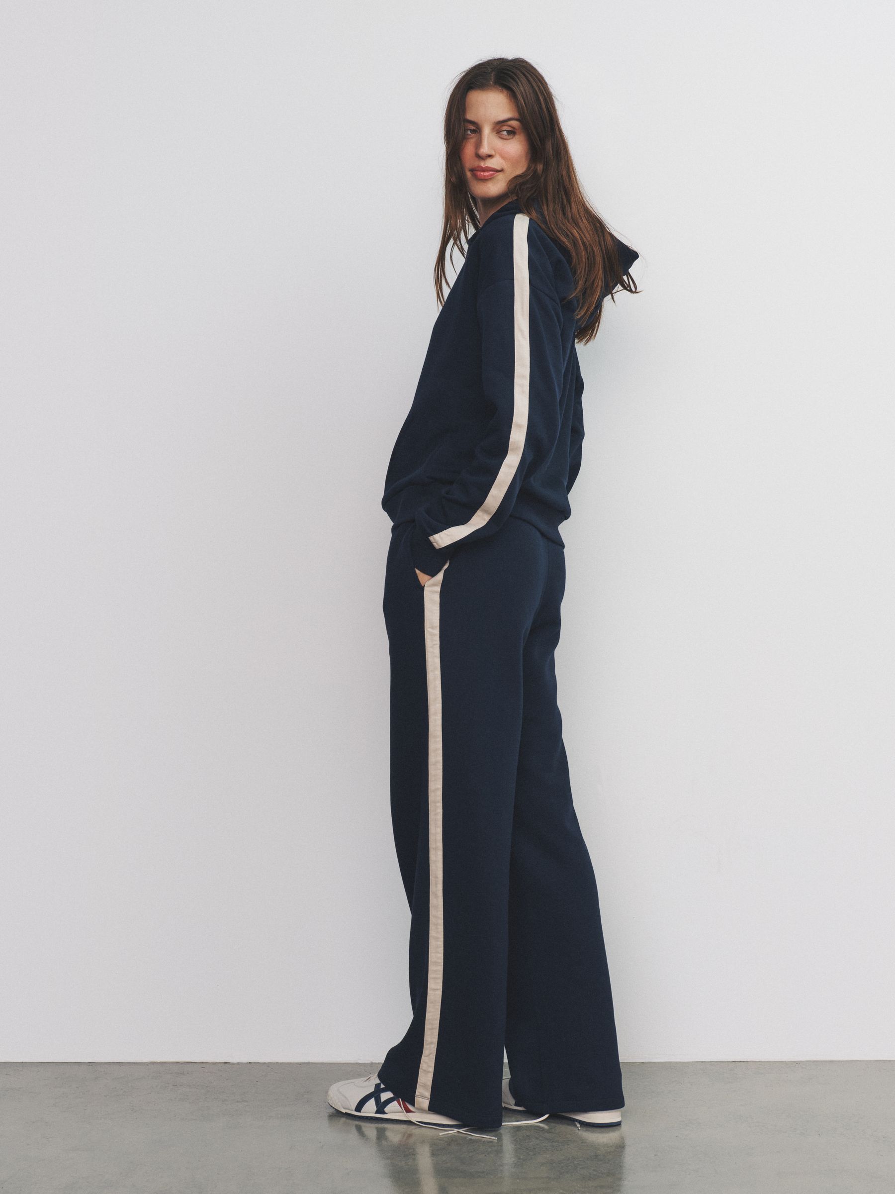 Navy Co-ord Stripe Hoodie & Joggers Set - Image 1 of 6