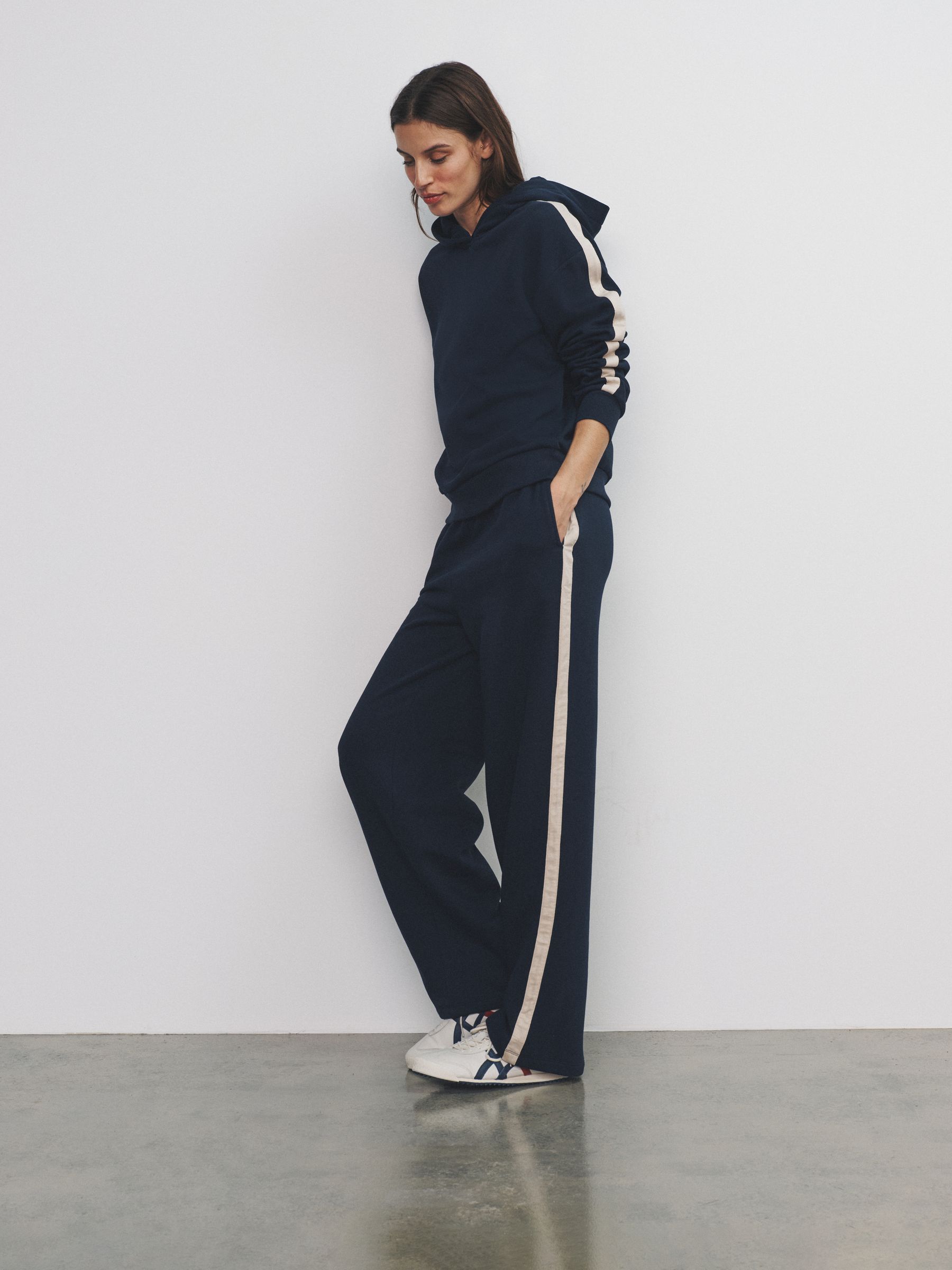 Navy Co-ord Stripe Hoodie & Joggers Set - Image 3 of 6