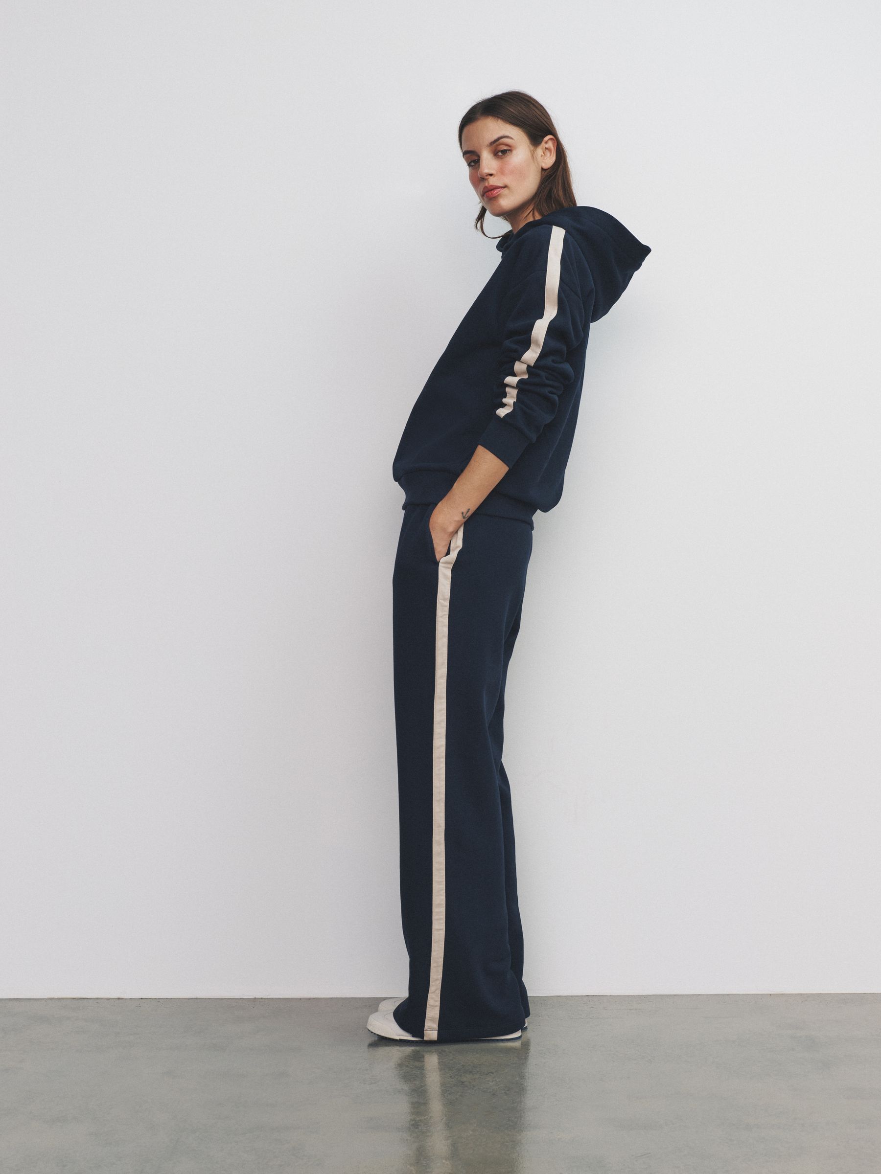 Navy Co-ord Stripe Hoodie & Joggers Set - Image 5 of 6