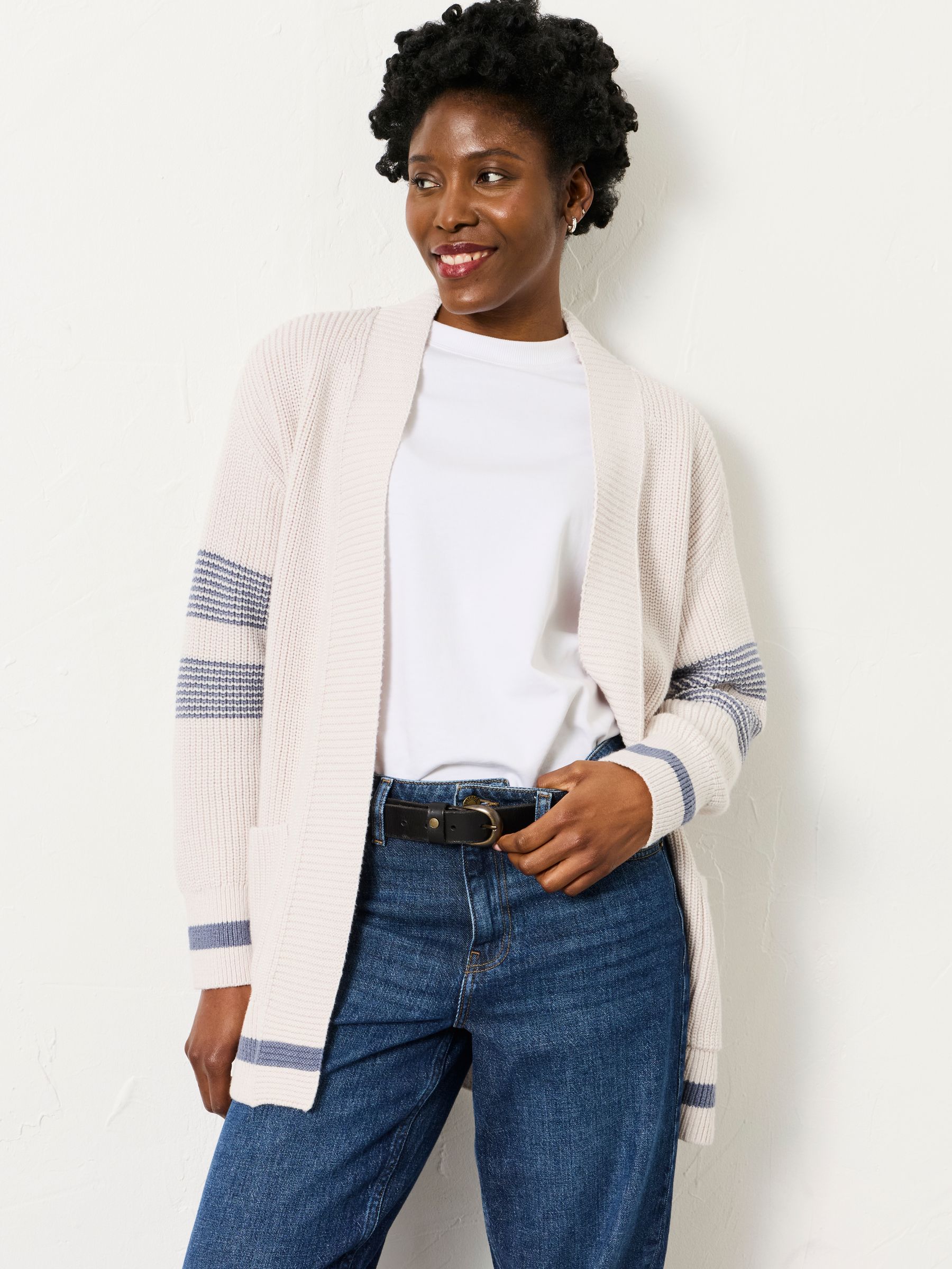 Katie Ivory Knitted Long Line Cardigan - Image 1 of 6