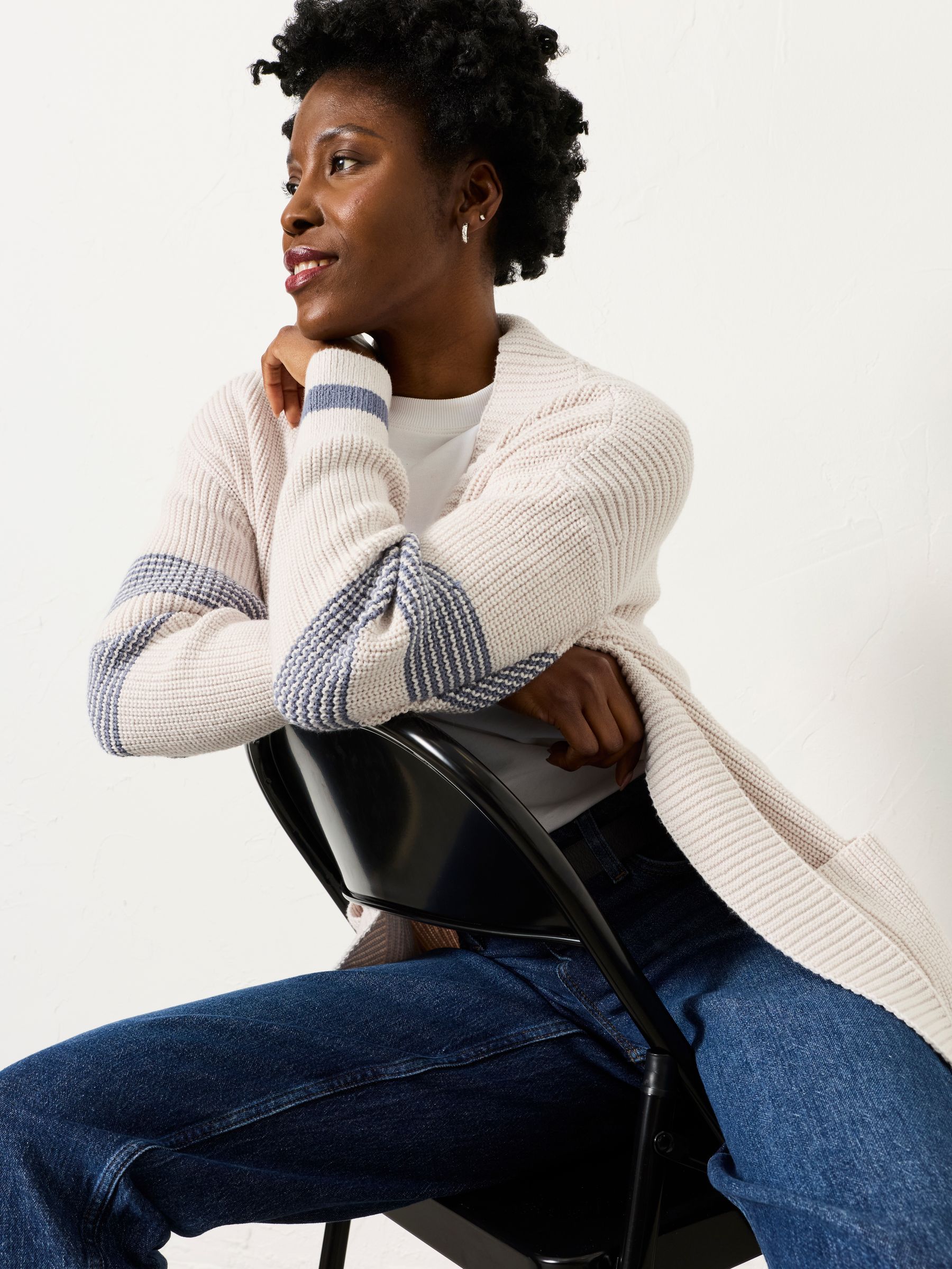 Katie Ivory Knitted Long Line Cardigan - Image 5 of 6