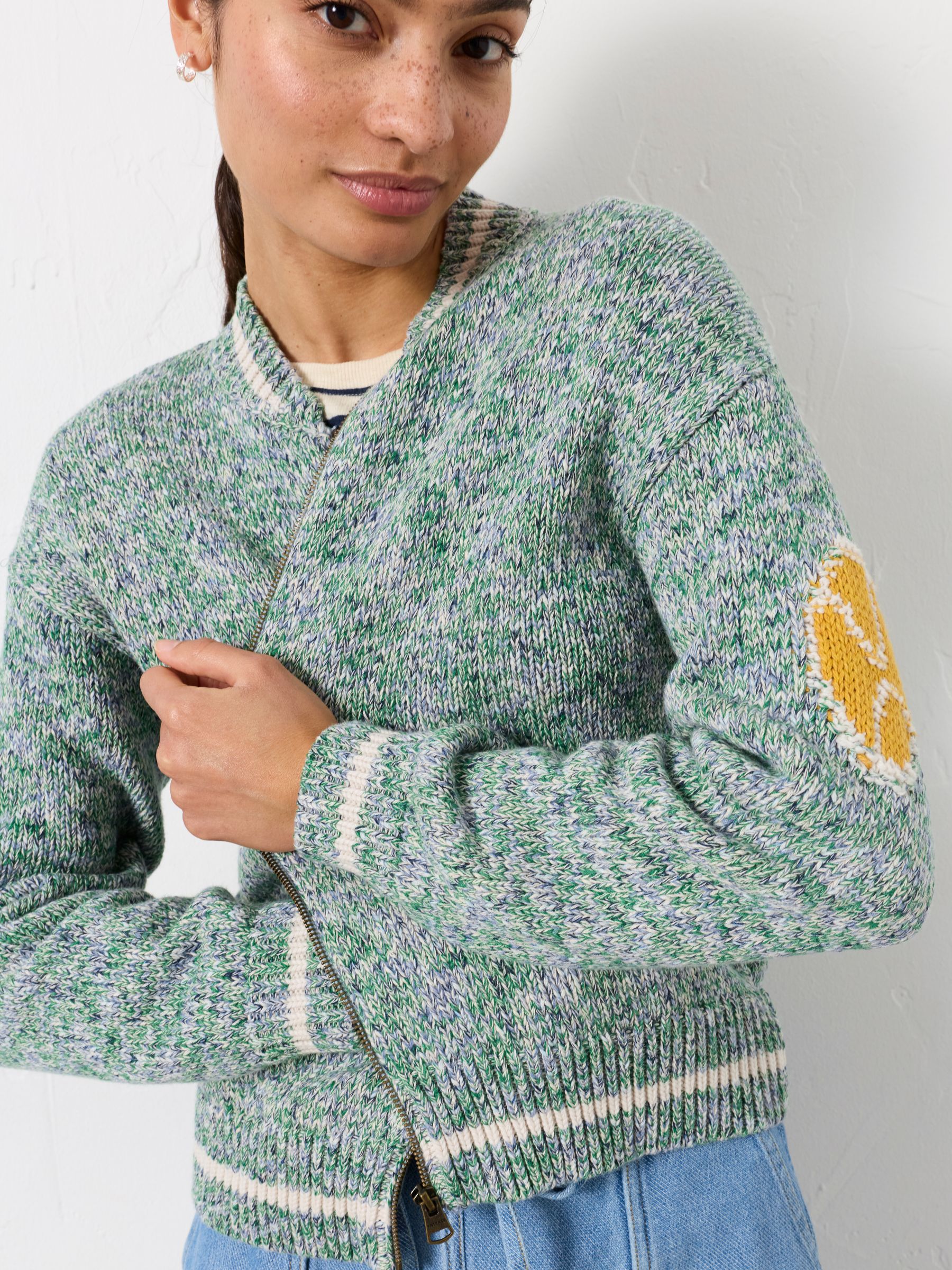 Green Knitted Racket Pattern Cardigan - Image 1 of 8