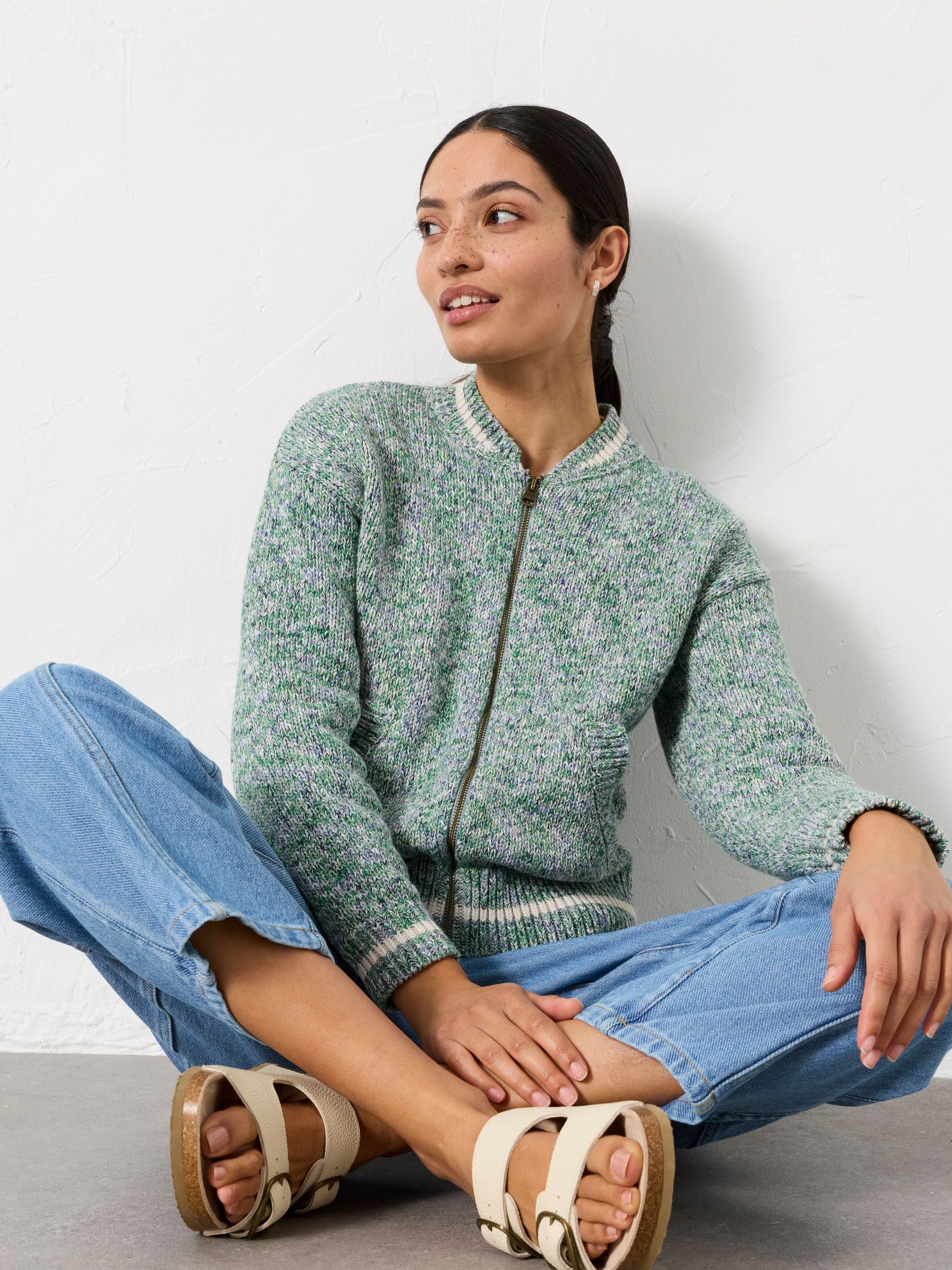 Green Knitted Racket Pattern Cardigan - Image 3 of 8