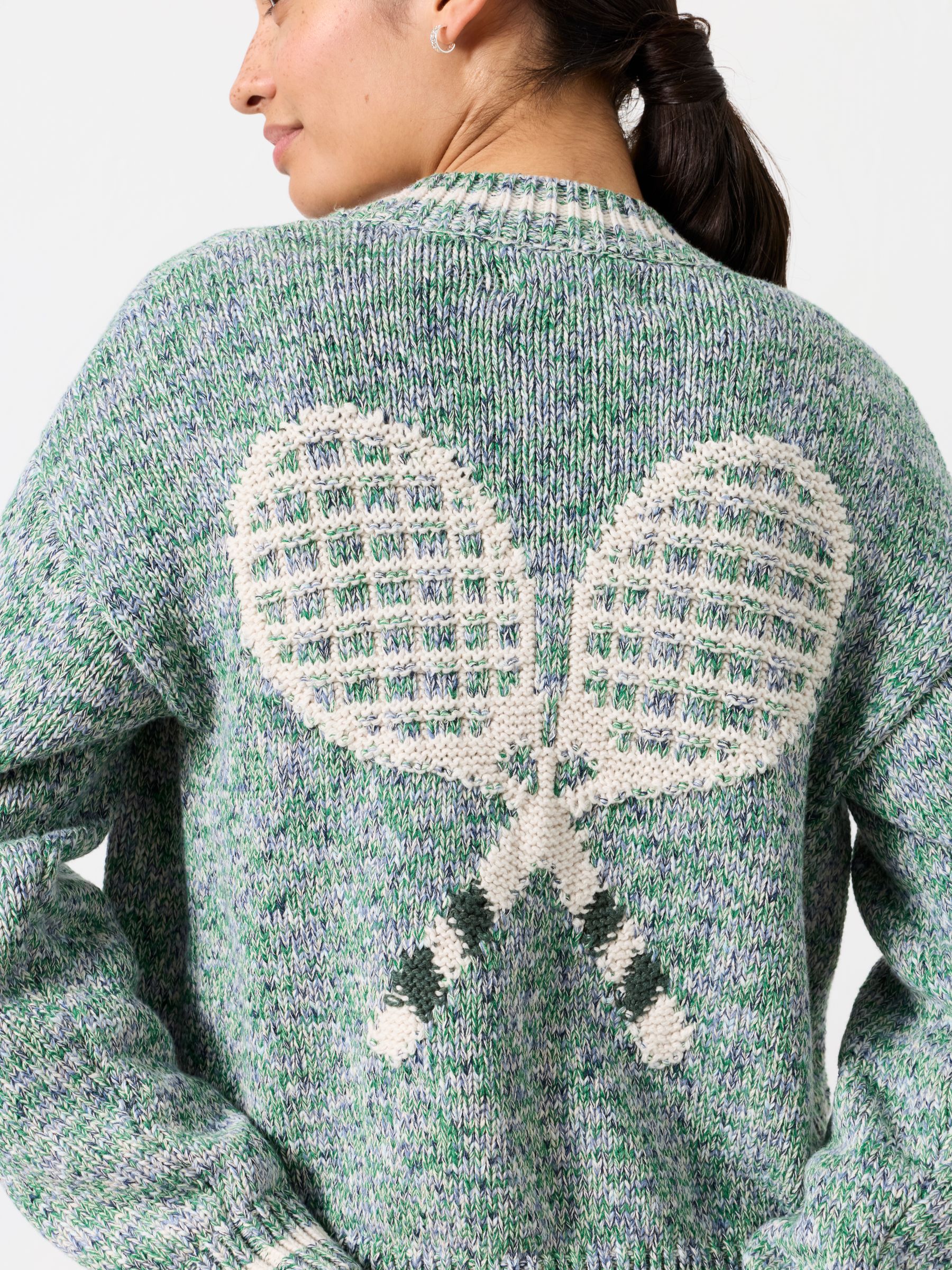 Green Knitted Racket Pattern Cardigan - Image 6 of 8