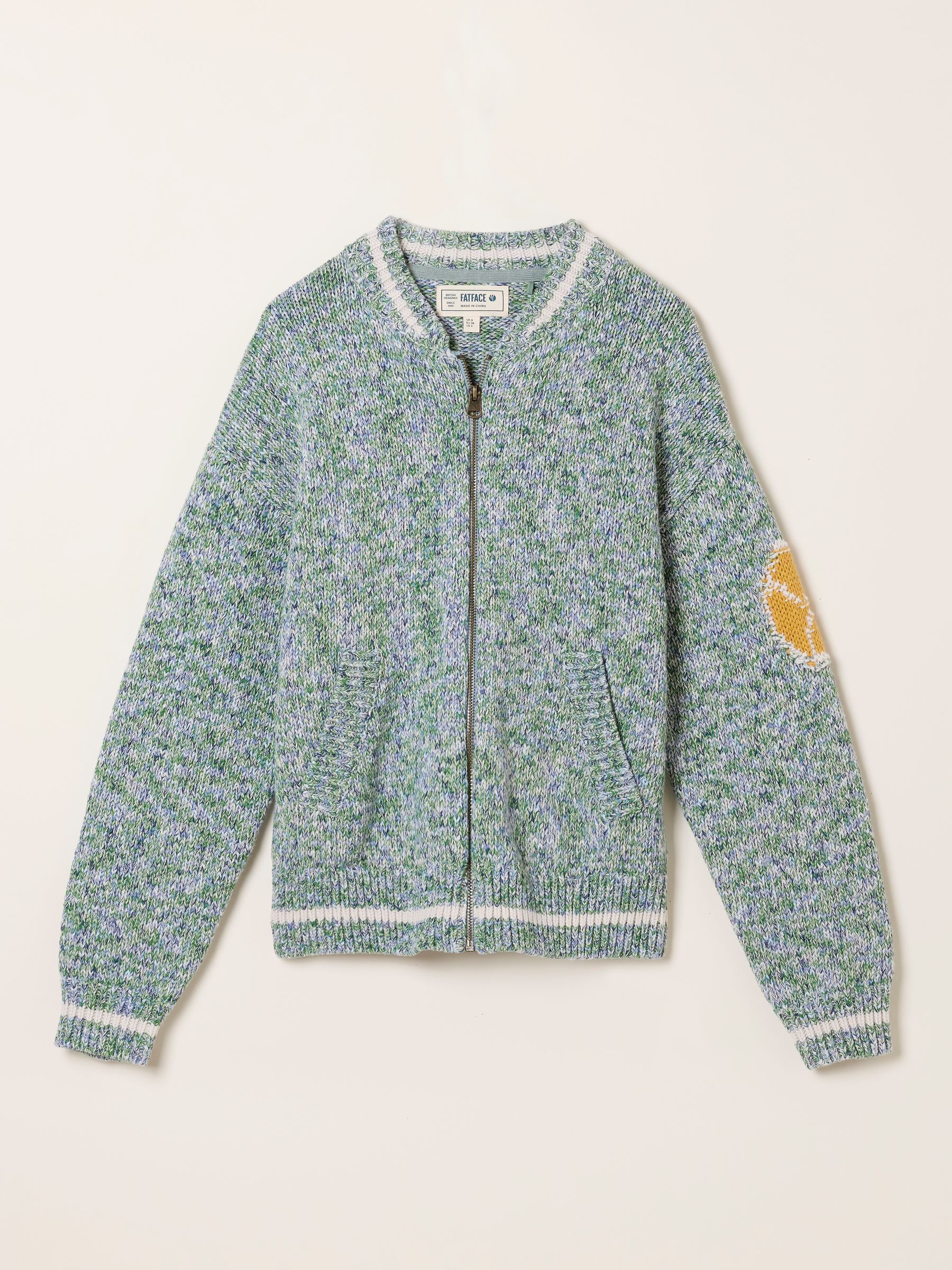 Green Knitted Racket Pattern Cardigan - Image 7 of 8