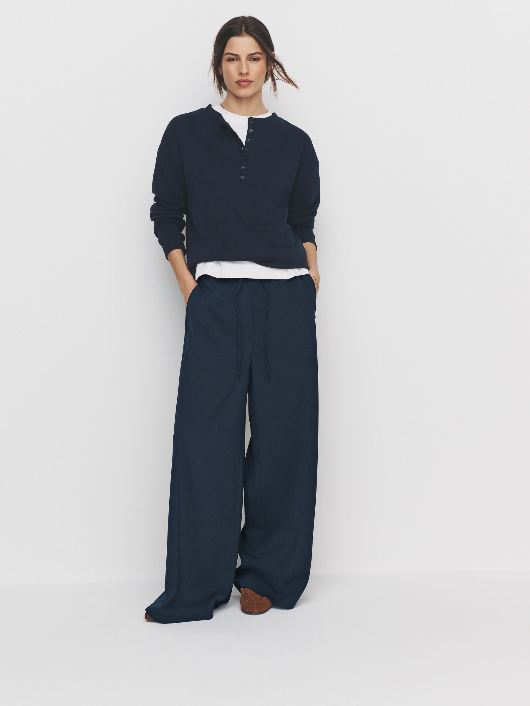 Wide Leg Side Stripe Trousers 2 Pack Khaki Green/Navy Blue - Image 1 of 6