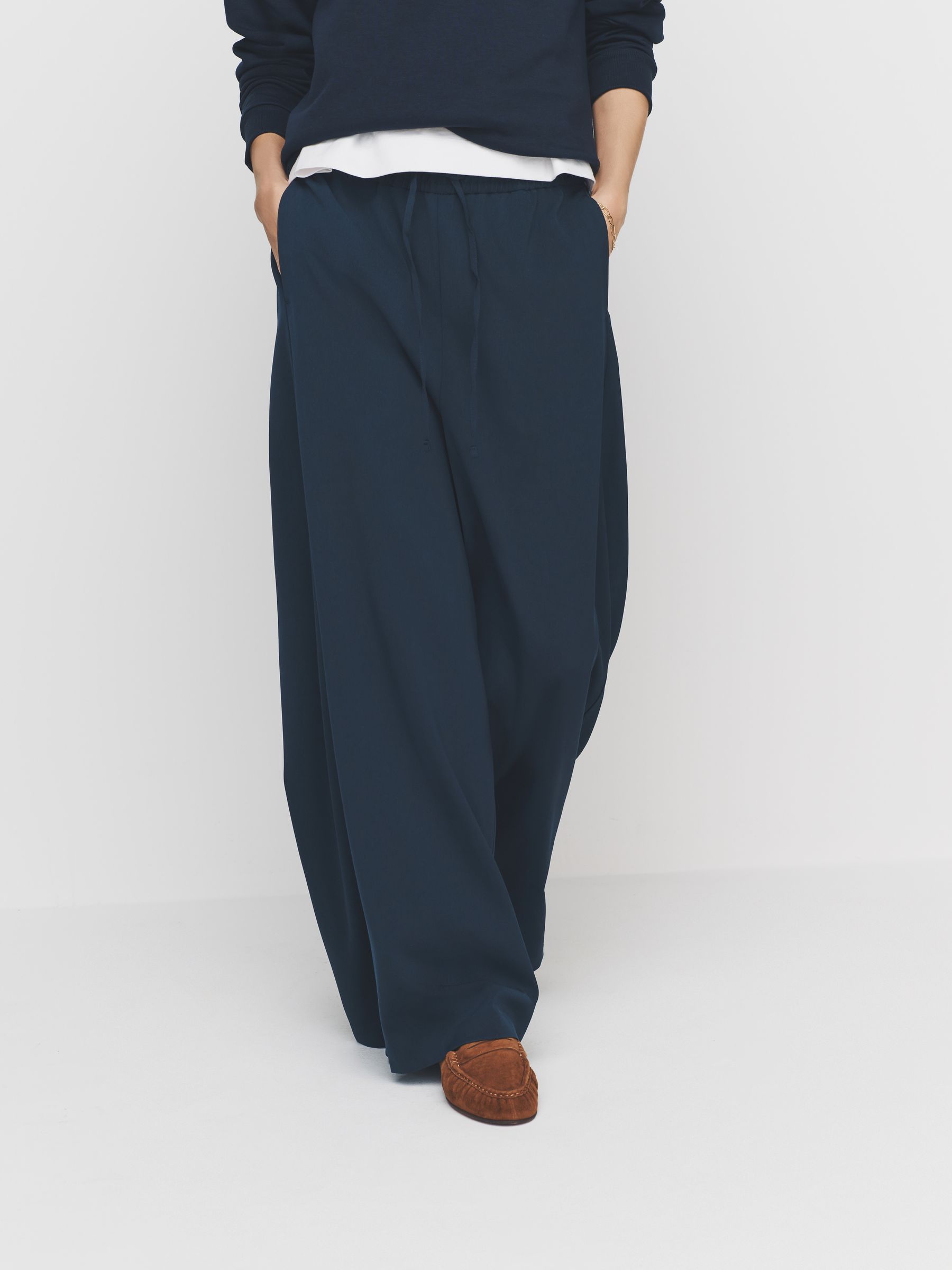 Wide Leg Side Stripe Trousers 2 Pack Khaki Green/Navy Blue - Image 3 of 6