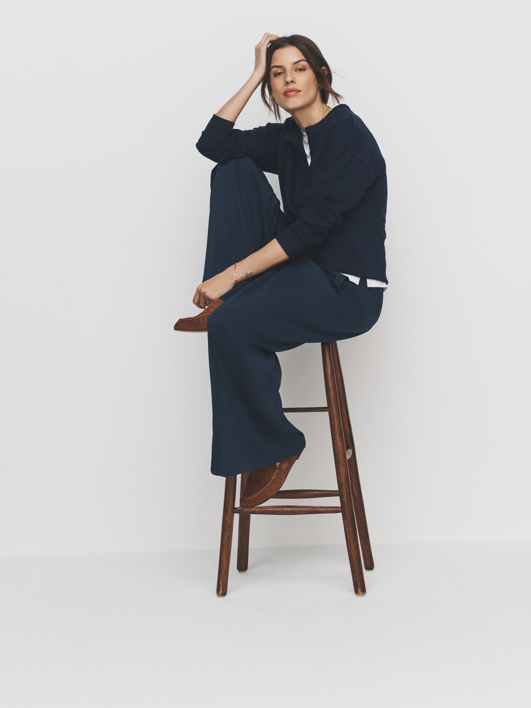 Wide Leg Side Stripe Trousers 2 Pack Khaki Green/Navy Blue - Image 4 of 6