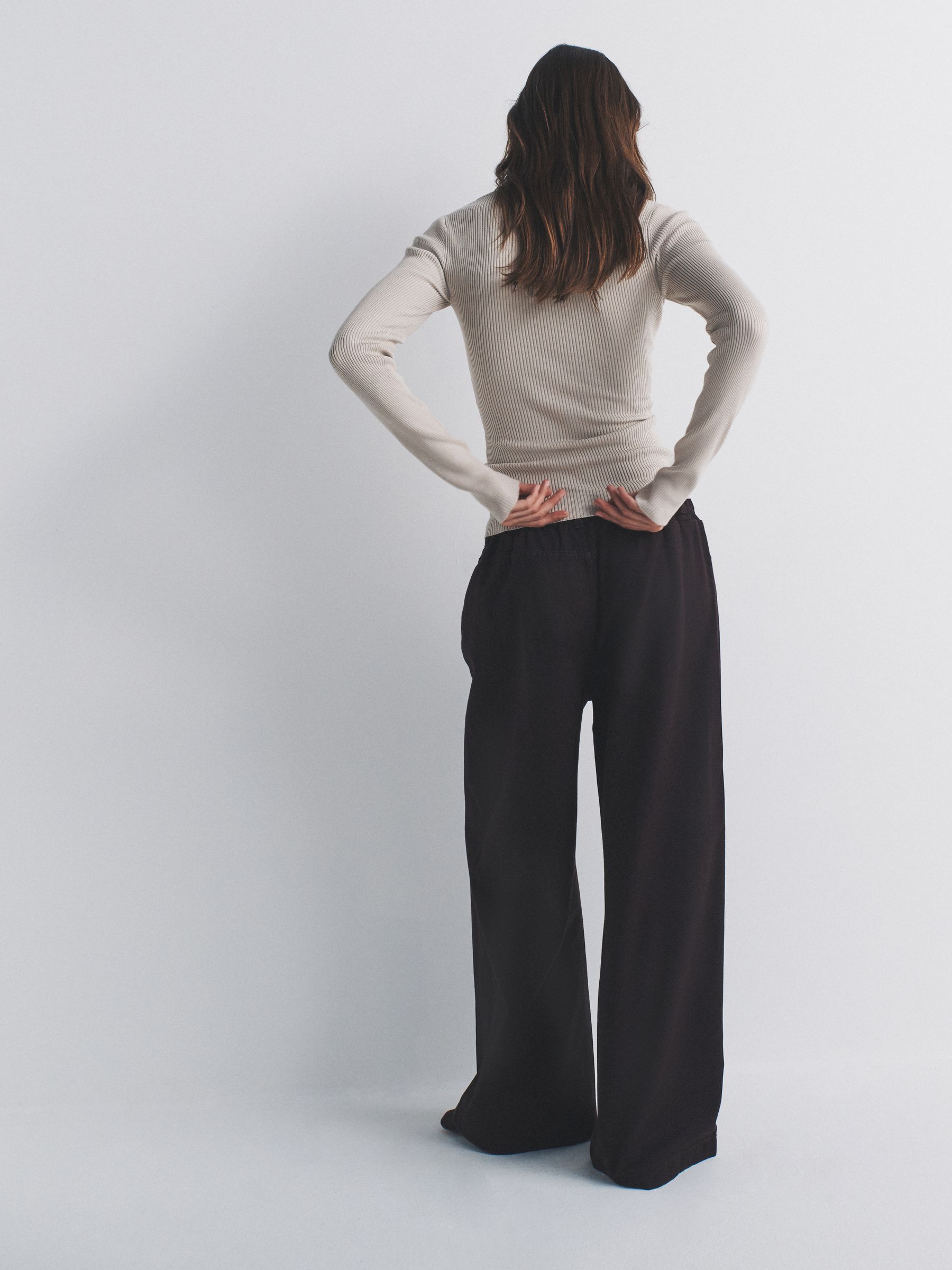 2 Pack Pull On Wide Leg Lightweight Jeans Mid Blue/Chocolate Brown - Image 3 of 7