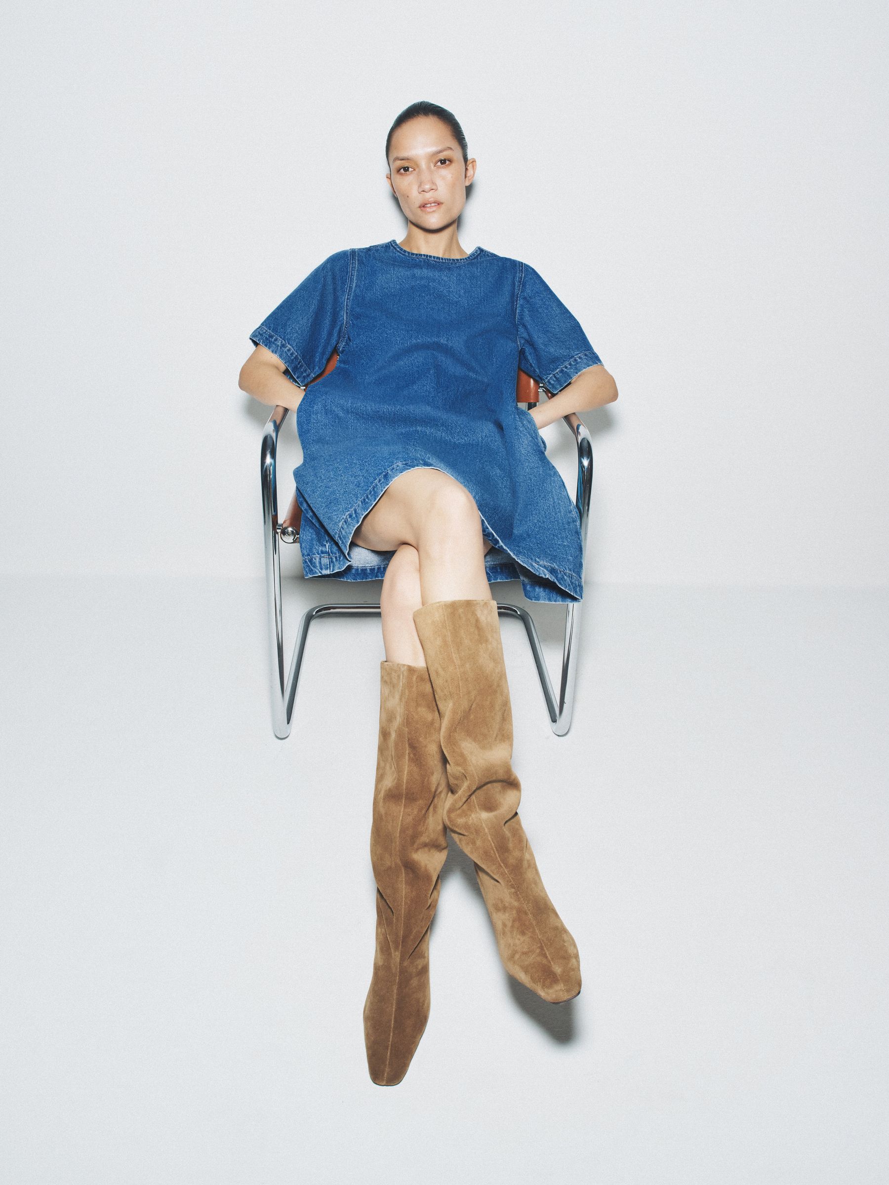 2 Pack Denim T-Shirt Mini Dresses Mid Blue/Black - Image 4 of 6