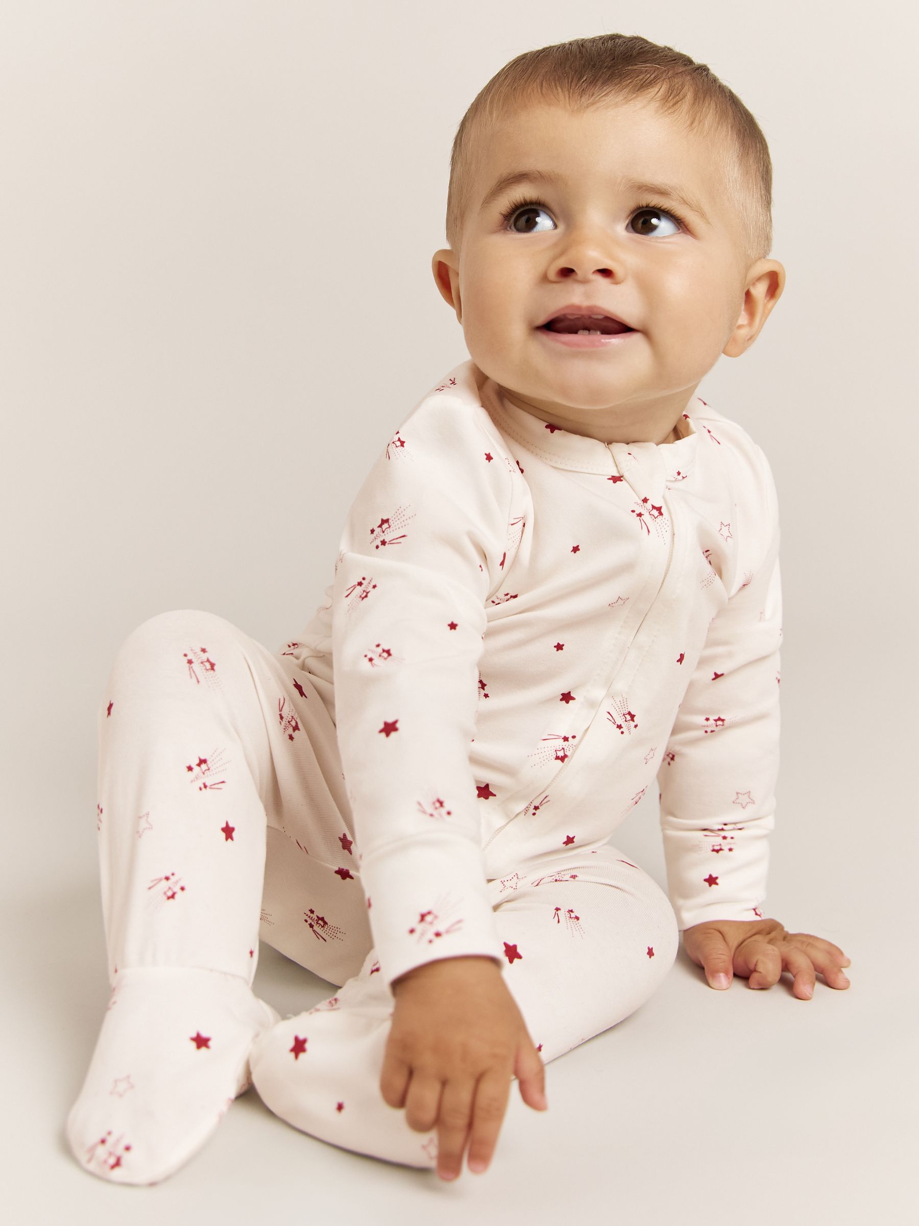 2 Pack Bird-Print Jersey Sleepsuits in Red Print - Image 2 of 4