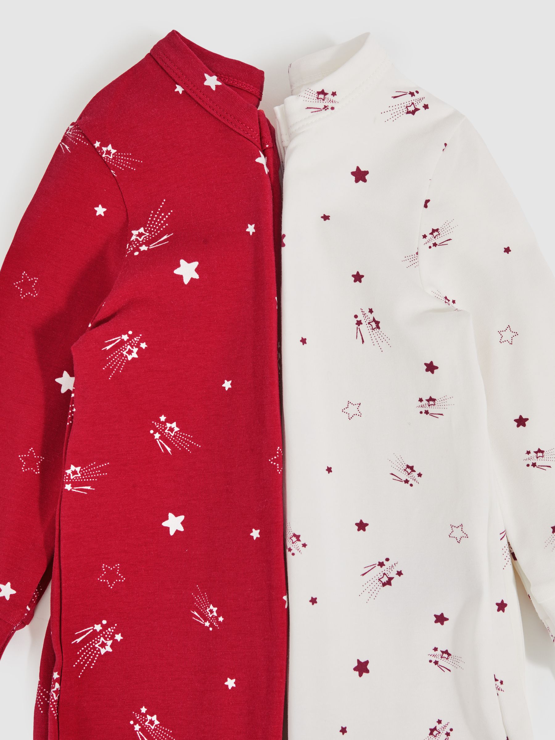 2 Pack Bird-Print Jersey Sleepsuits in Red Print - Image 4 of 4