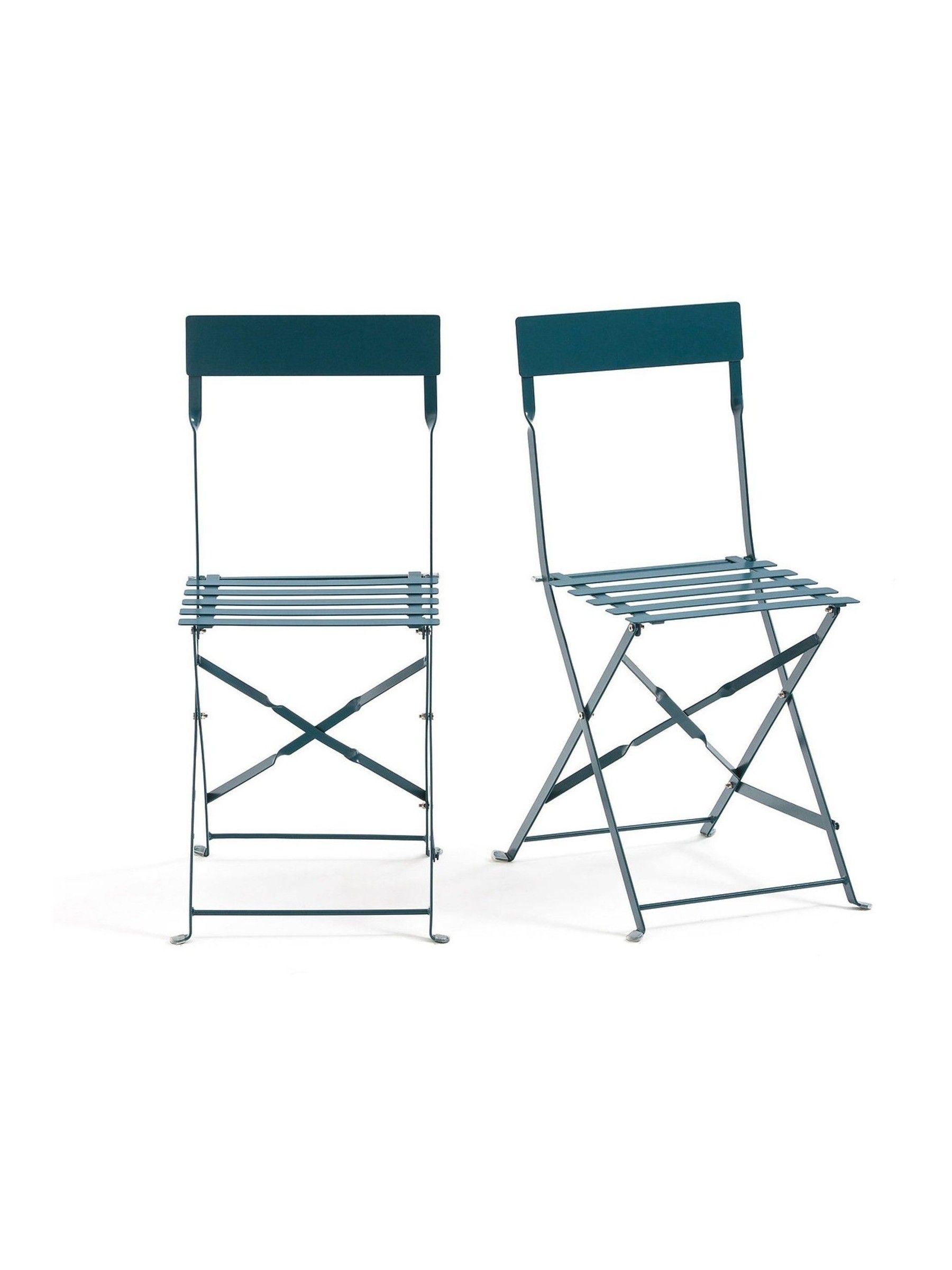 La Redoute Intérieurs Set of 2 Blue Ozevan Folding Metal Garden Chairs - Image 2 of 4