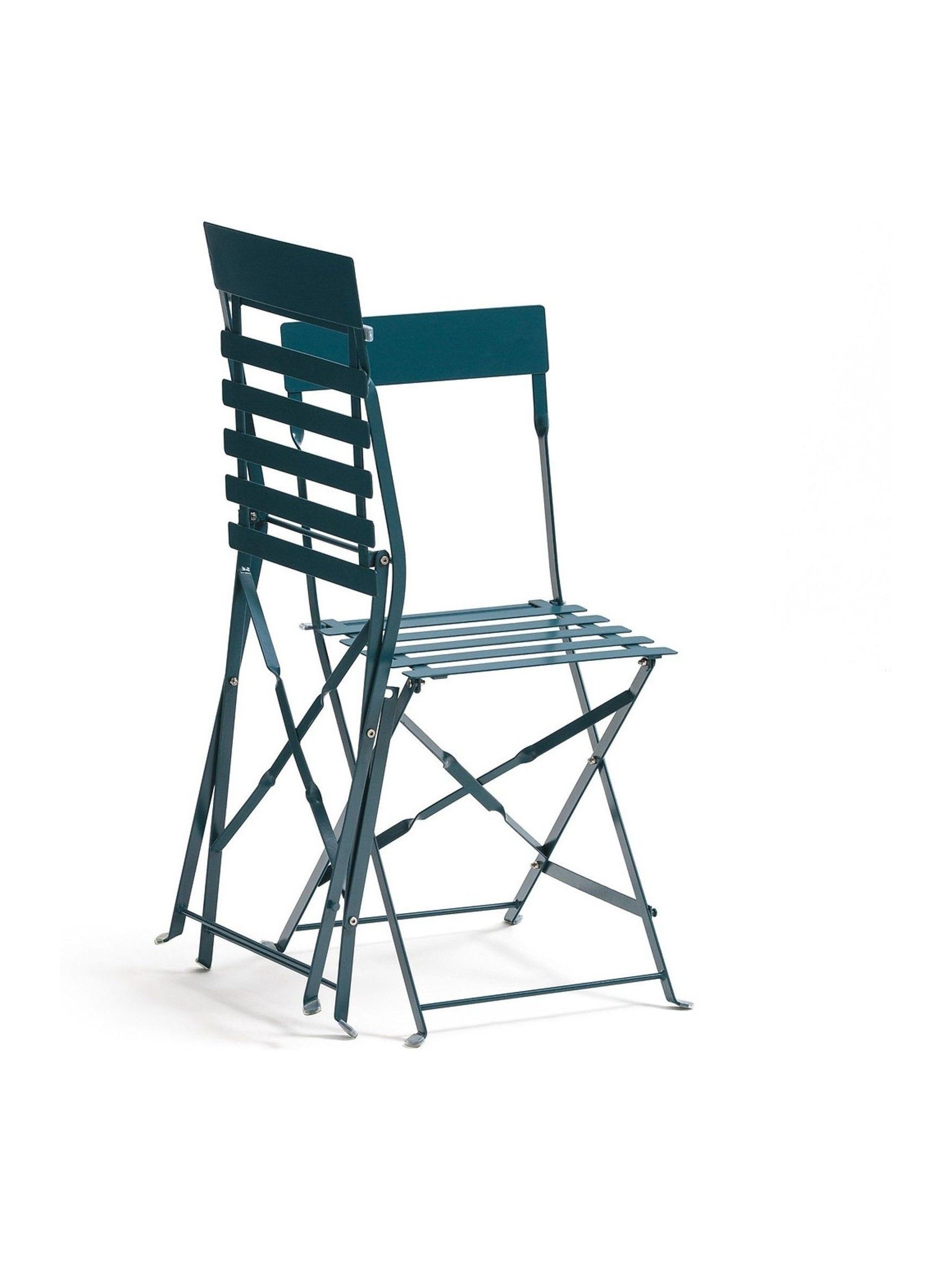 La Redoute Intérieurs Set of 2 Blue Ozevan Folding Metal Garden Chairs - Image 3 of 4
