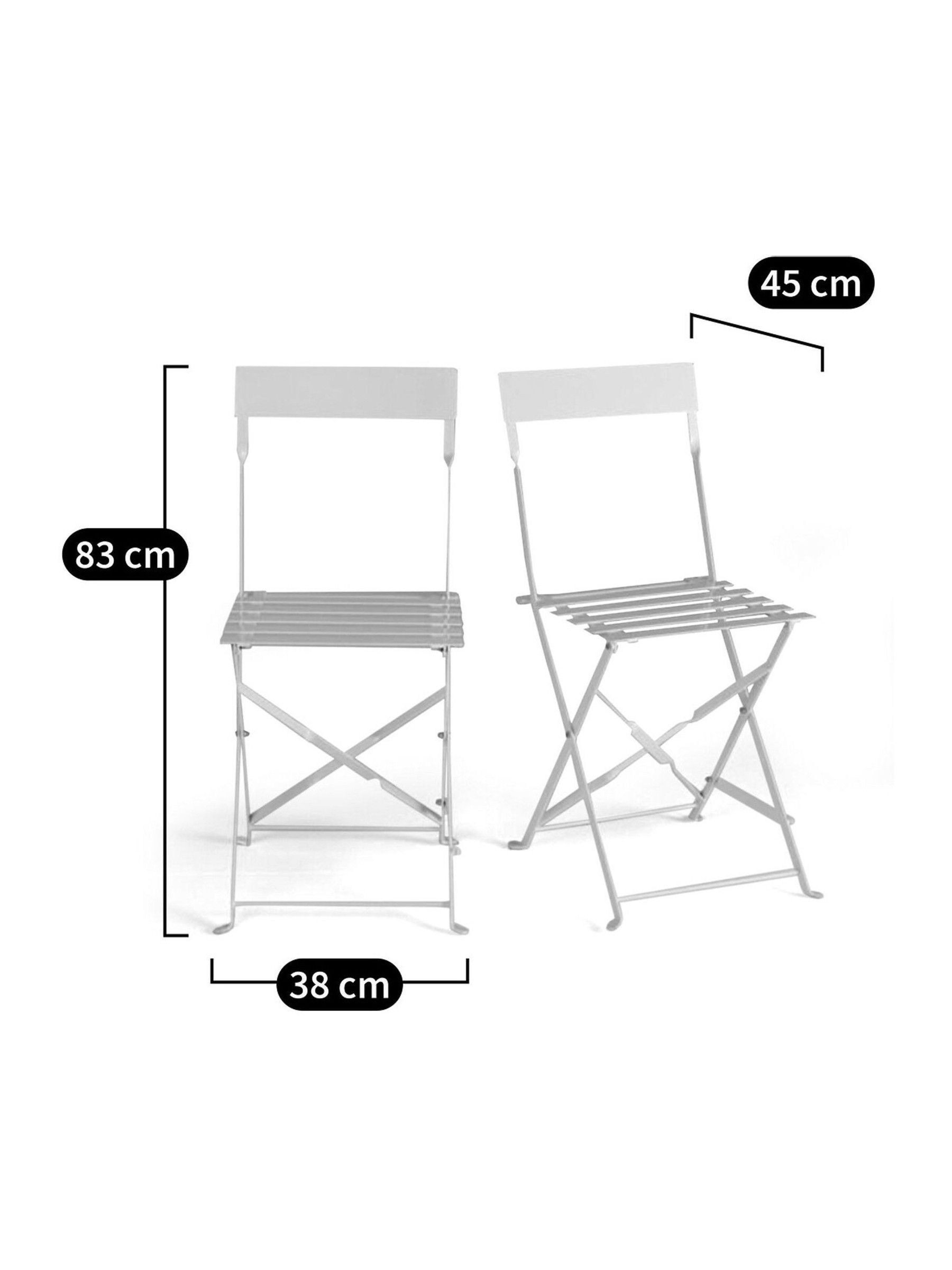 La Redoute Intérieurs Set of 2 Blue Ozevan Folding Metal Garden Chairs - Image 4 of 4